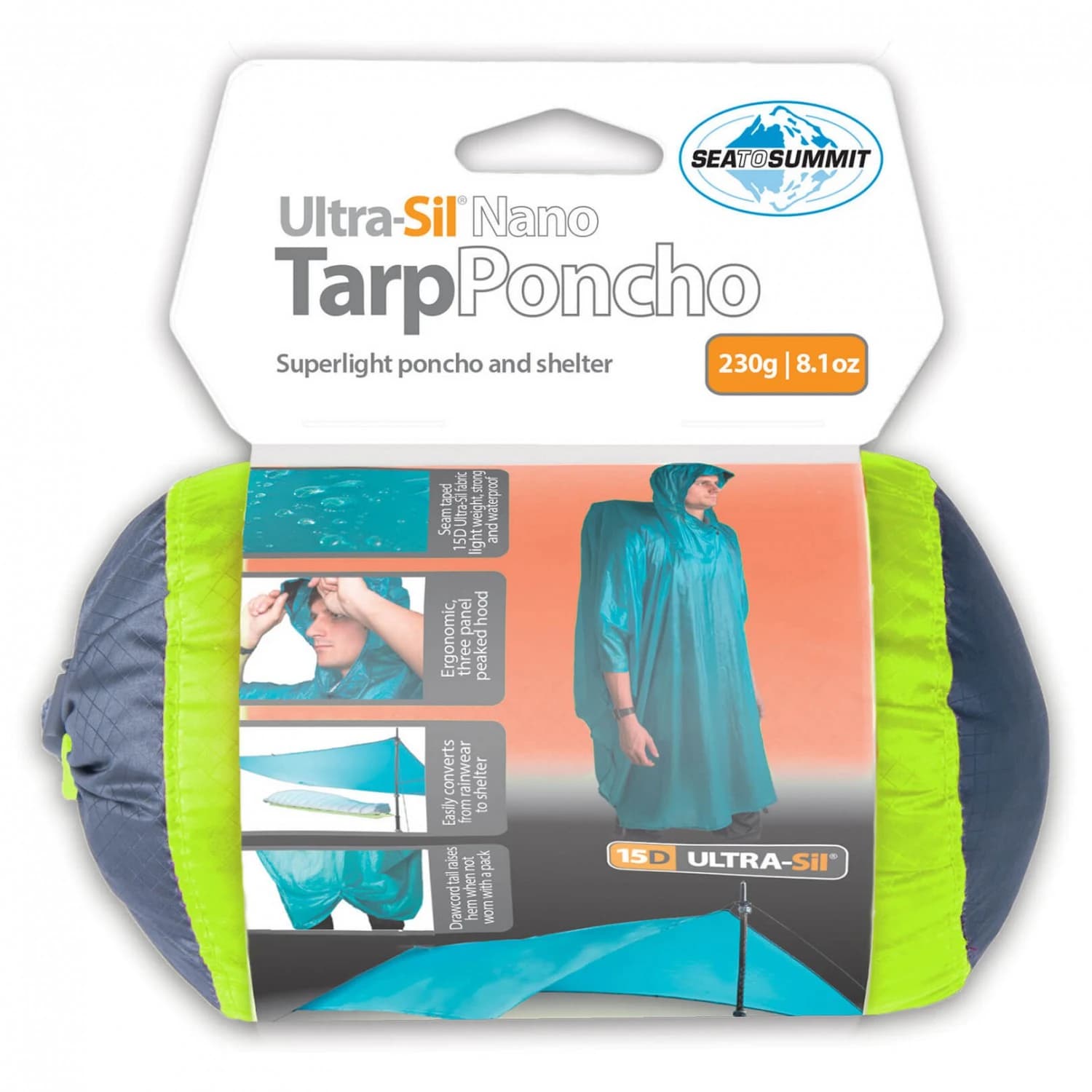 Пончо Sea to summit Ultra-Sil Nano 15D Tarp-Poncho - Lime