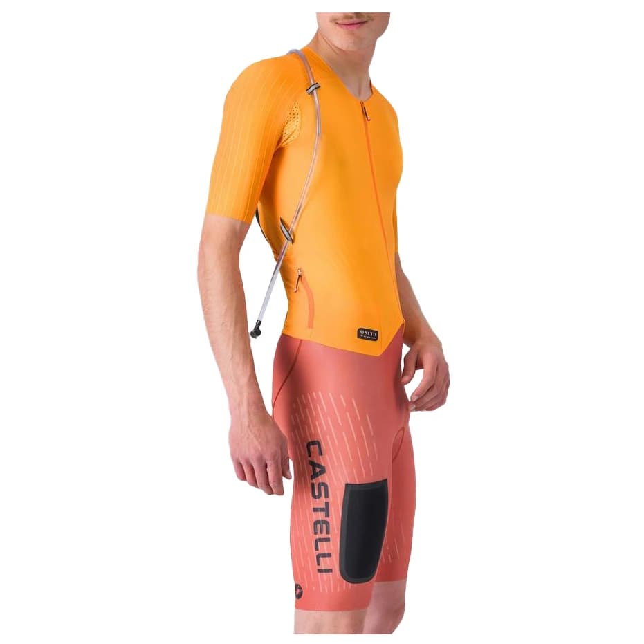 Мъжки скин за колоездене Castelli Unlimited Speedsuit Cycling skinsuit - Vivid Orange / Hot Sauce-Black