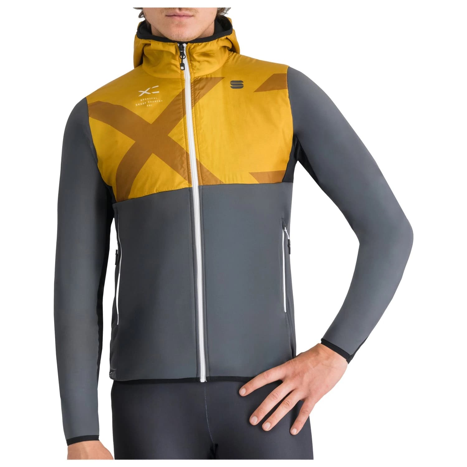 Мъжко яке за ски бягане Sportful Rythmo Jacket Cross-country ski jacket - Black Oyster / Wood Yellow