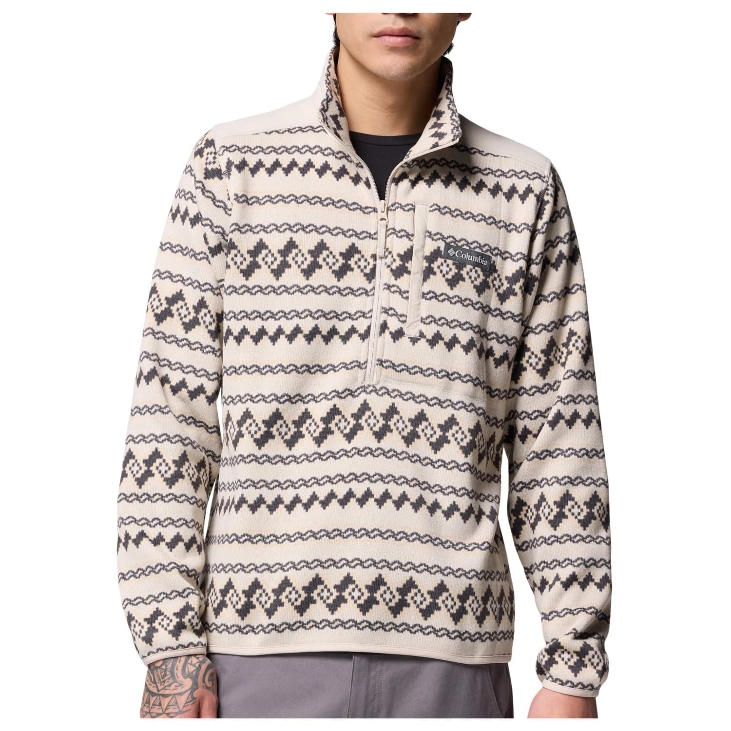 Мъжки поларен пуловер Columbia Sweater Weather Printed Half Zip II Fleece jumper - Dark Stone / Knitknot