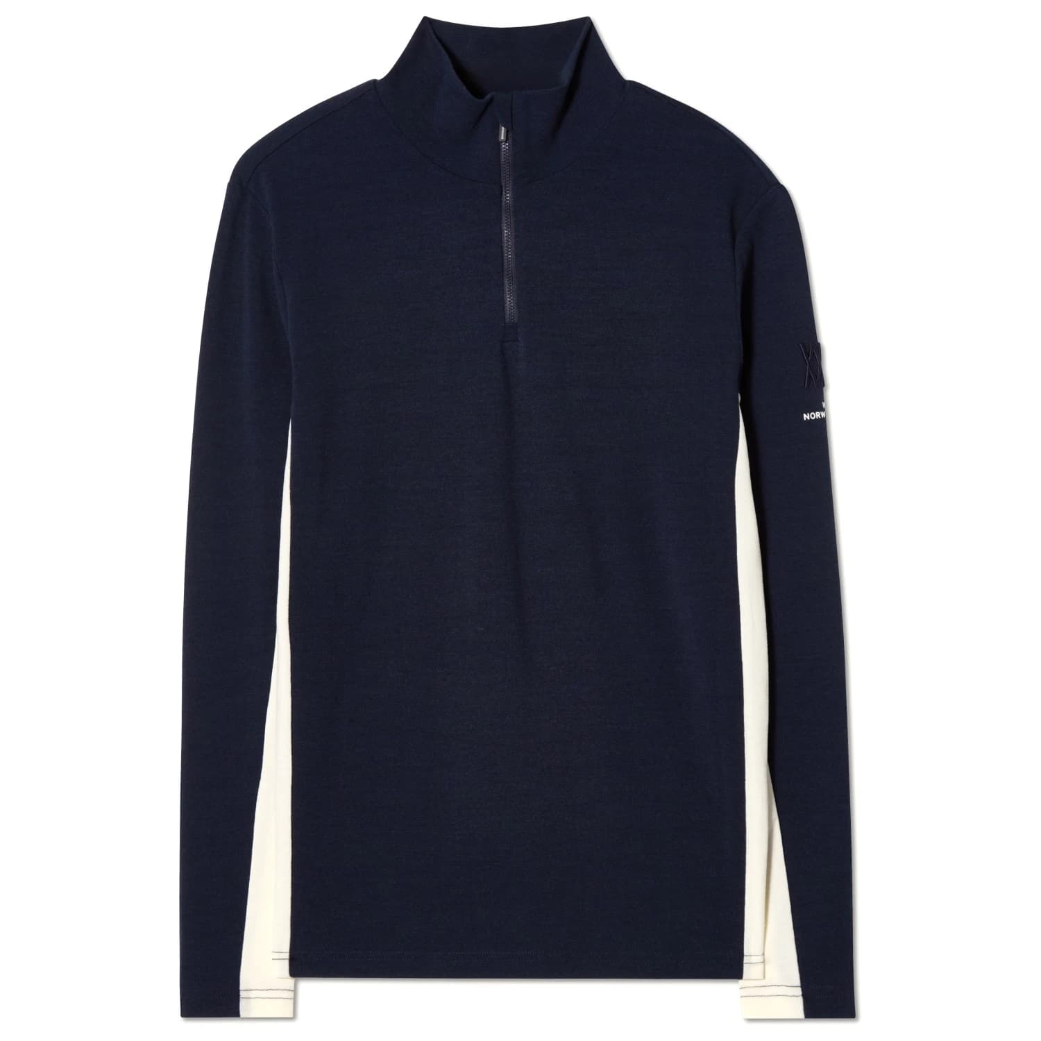 Мъжки вълнен пуловер We Norwegians Voss 1/4-Zip Merino jumper - Navy Blue