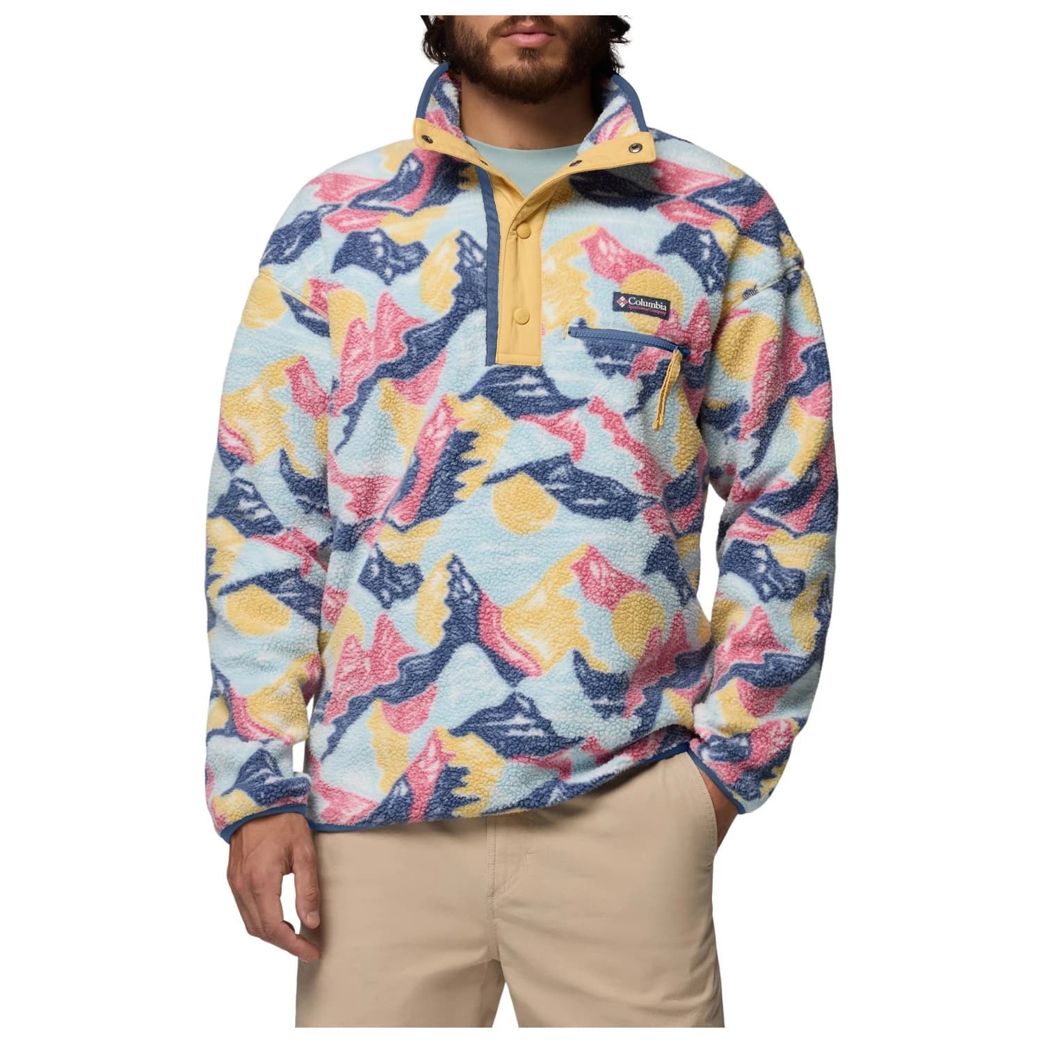 Мъжки поларен пуловер Columbia Helvetia II Printed Half Snap Fleece Fleece jumper - Sand Dune / Sunscapes