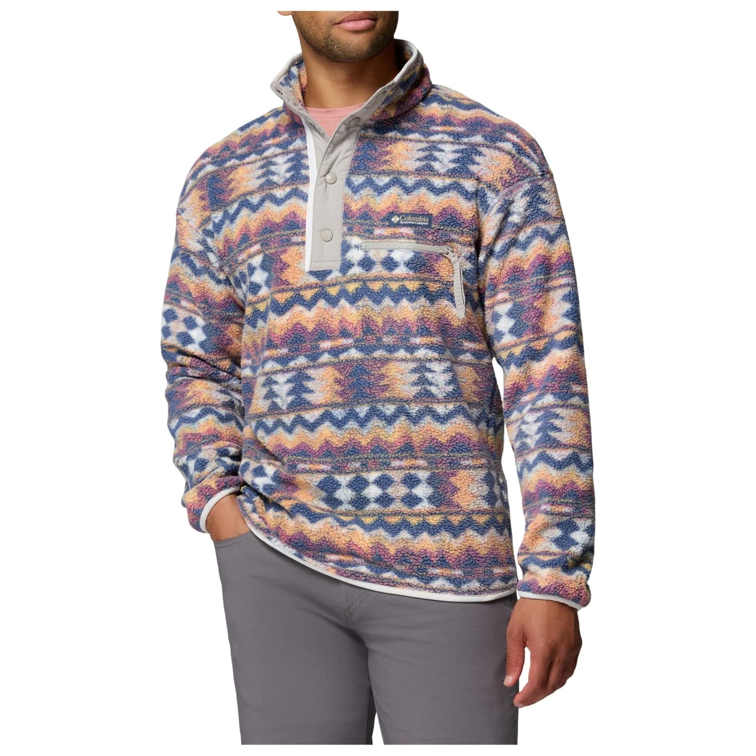 Мъжки поларен пуловер Columbia Helvetia II Printed Half Snap Fleece Fleece jumper - Sea Salt / Retrotree