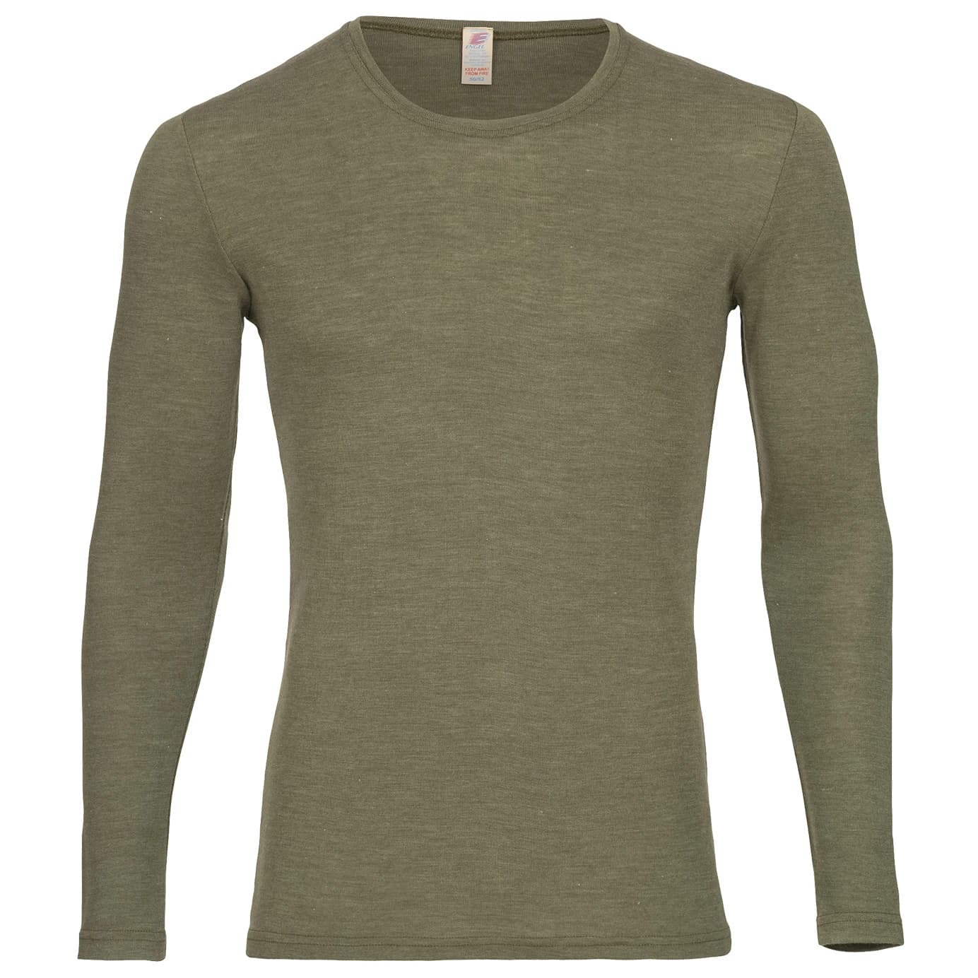 Мъжко копринено термобельо Engel Shirt L/S Merino base layer - Olive