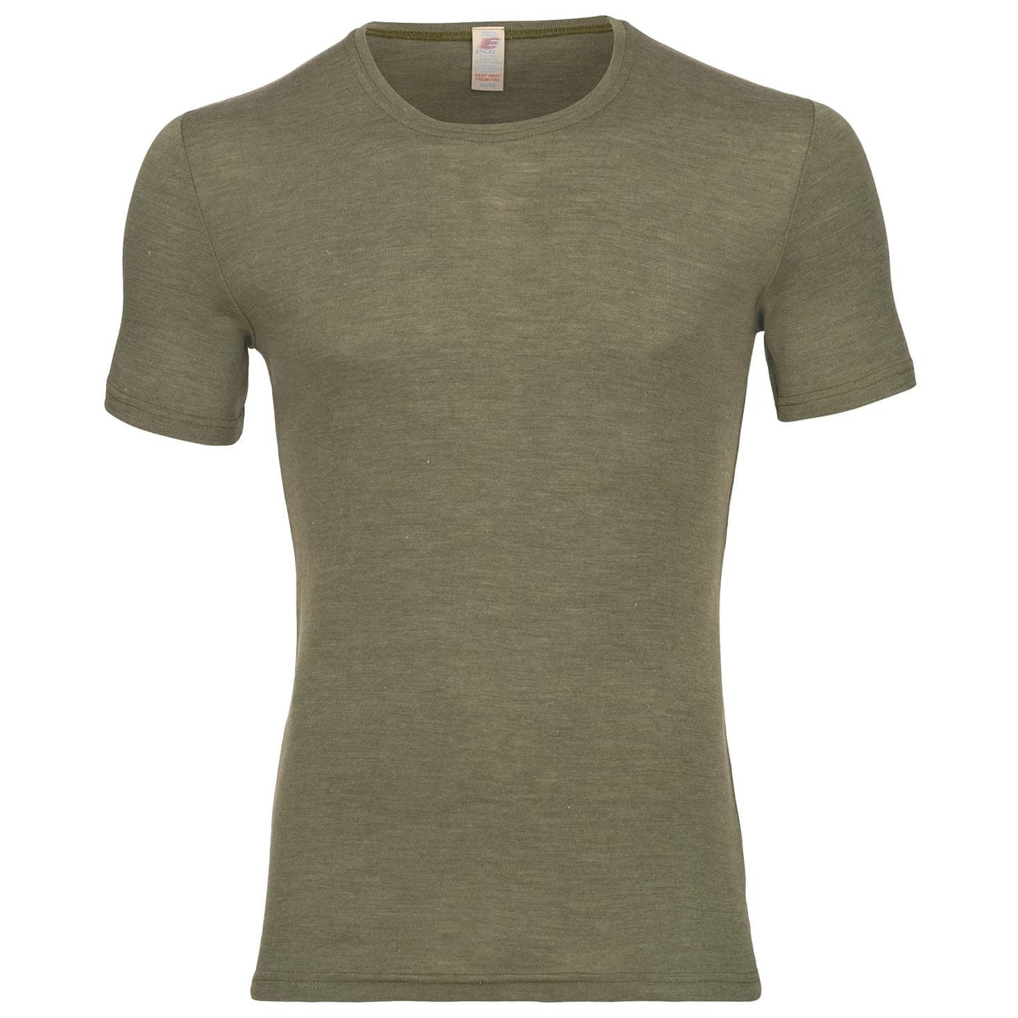 Мъжко копринено термобельо Engel Shirt S/S Merino base layer - Olive