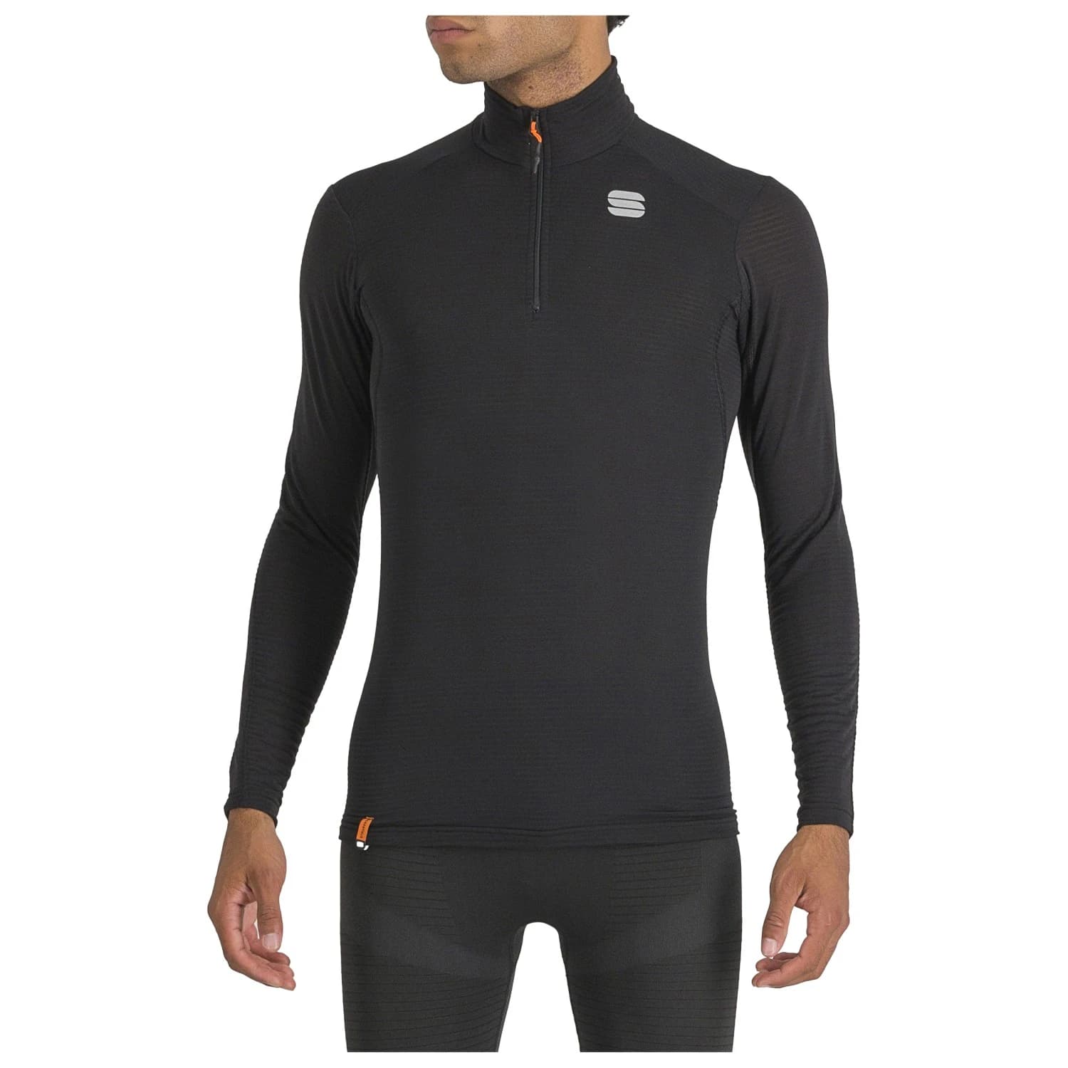 Мъжко синтетично термобельо Sportful Thermodynamic Mid Zipped Tee Long Sleeve Synthetic base layer - Black