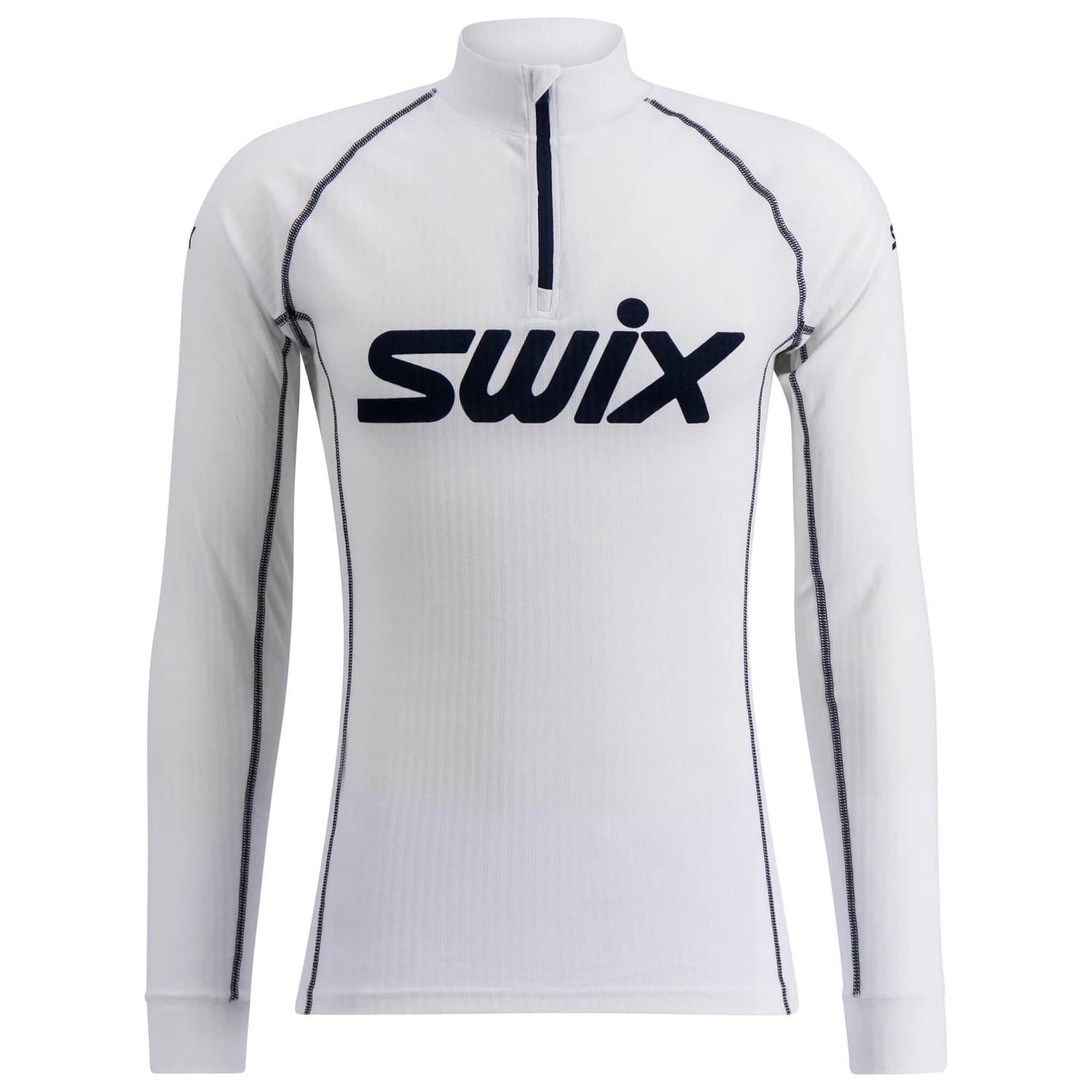 Мъжко синтетично термобельо Swix RaceX Classic Half Zip Synthetic base layer - Bright White / Dark Navy