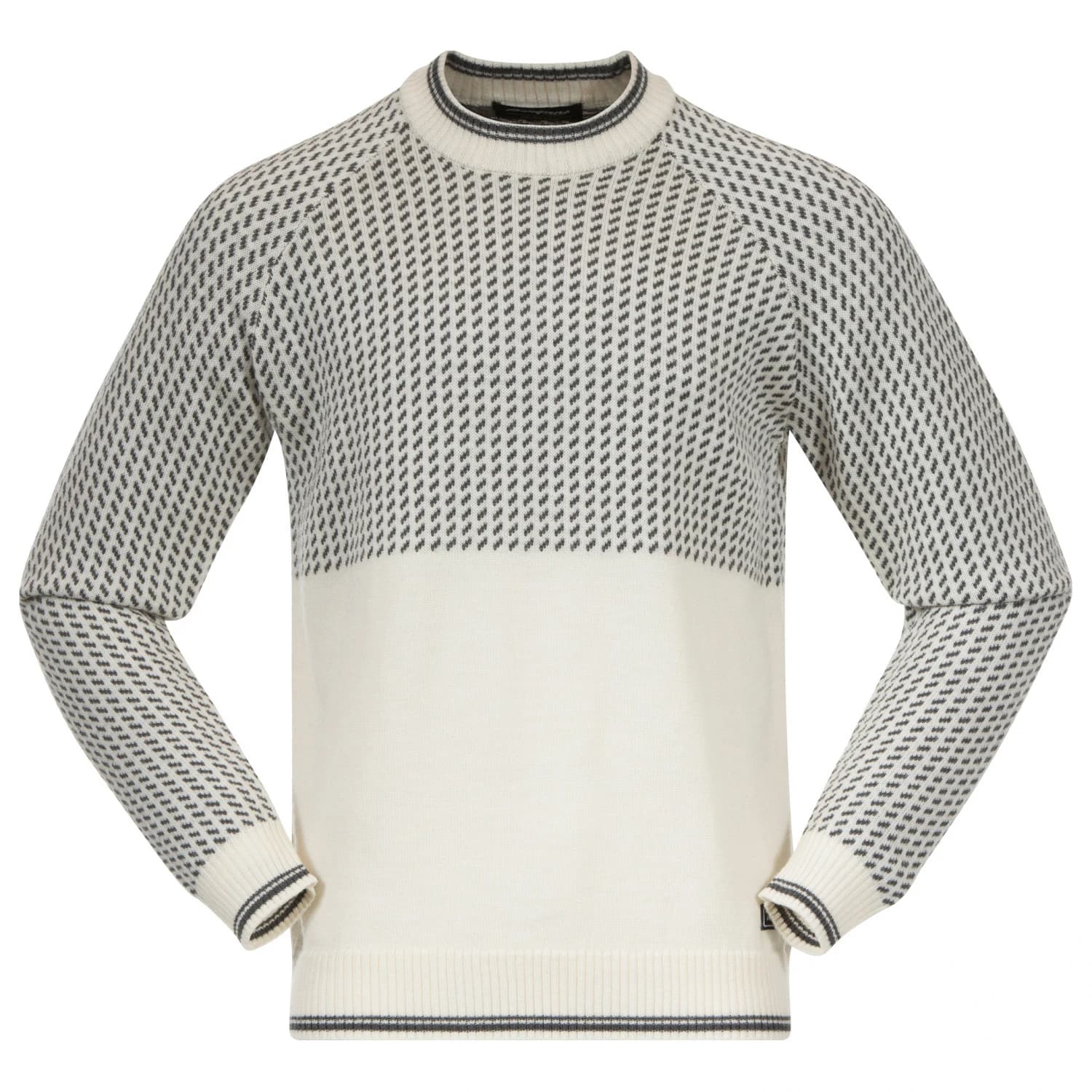 Мъжки норвежки пуловер Bergans Alvdal Wool Jumper Merino jumper - Vanilla White / Solid Dark Grey