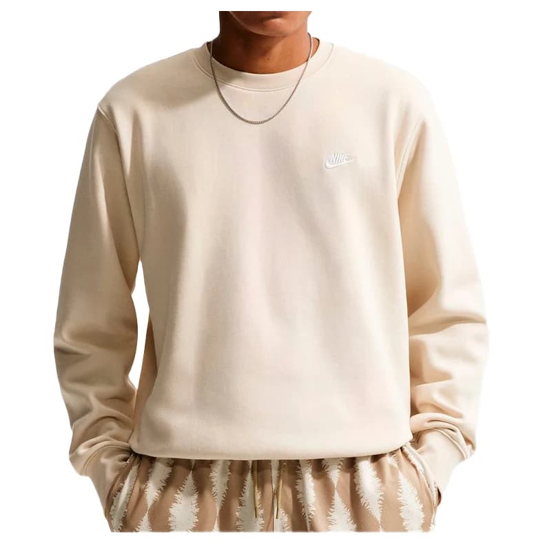 Мъжки пуловер Nike Club BB Crew Jumper - Light Khaki / White