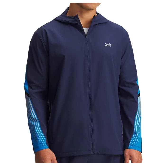 Мъжко яке за бягане Under Armour Velociti Storm Hooded Jacket Running jacket - Washed Navy / Blue Atlantis