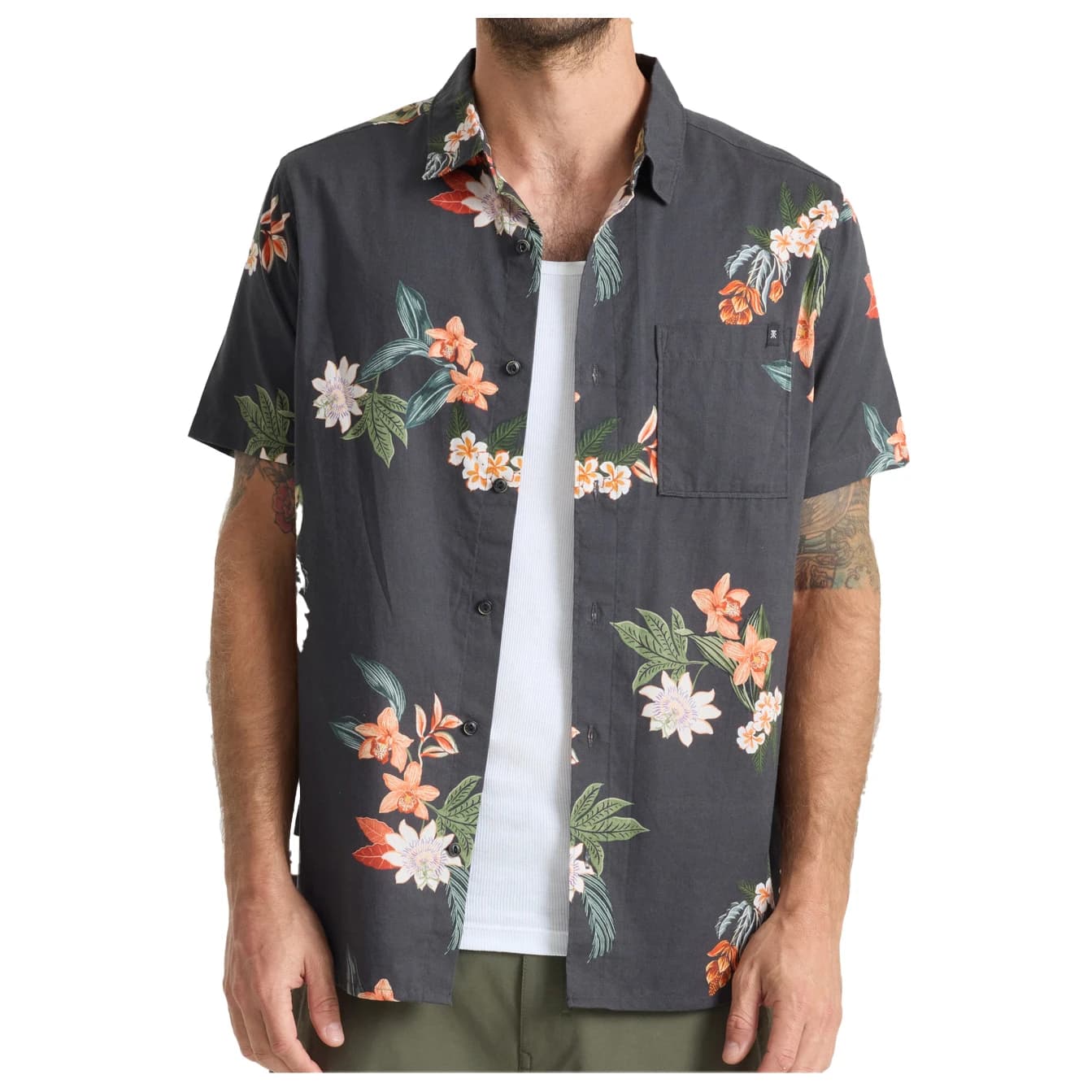 Мъжка риза с копчета Roark Journey S/S Woven Shirt - Onyx