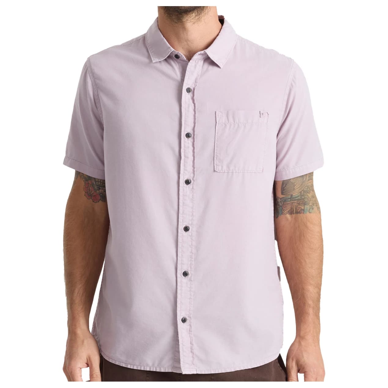 Мъжка риза с копчета Roark Made to Fade S/S Woven Shirt - Washed Dusty Lilac