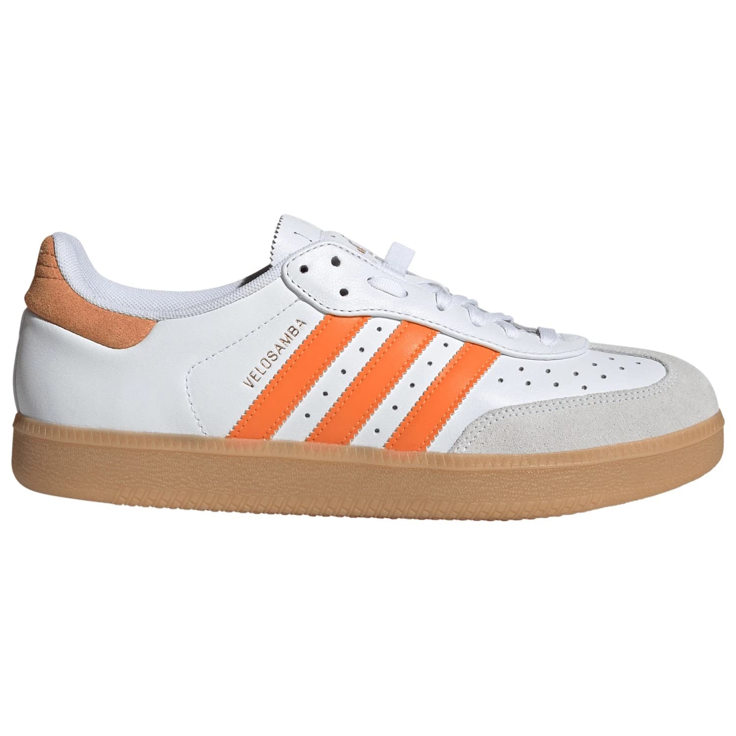 Мъжки обувки за шосеен велосипед adidas Velosamba Leather Cycling shoes - FTWR White / Pure Orange / Gold Met.