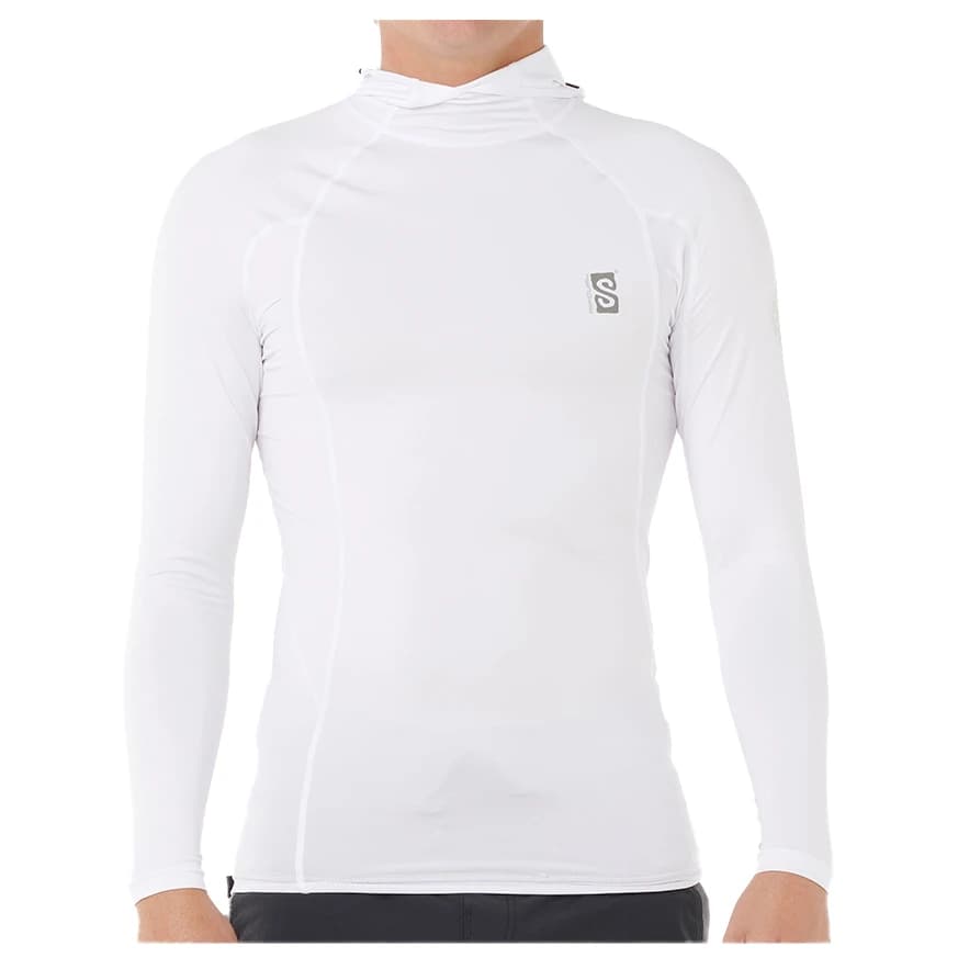 Мъжка плажна тениска от ликра Rip Curl Search UPF Perf Hood L/S Lycra - White