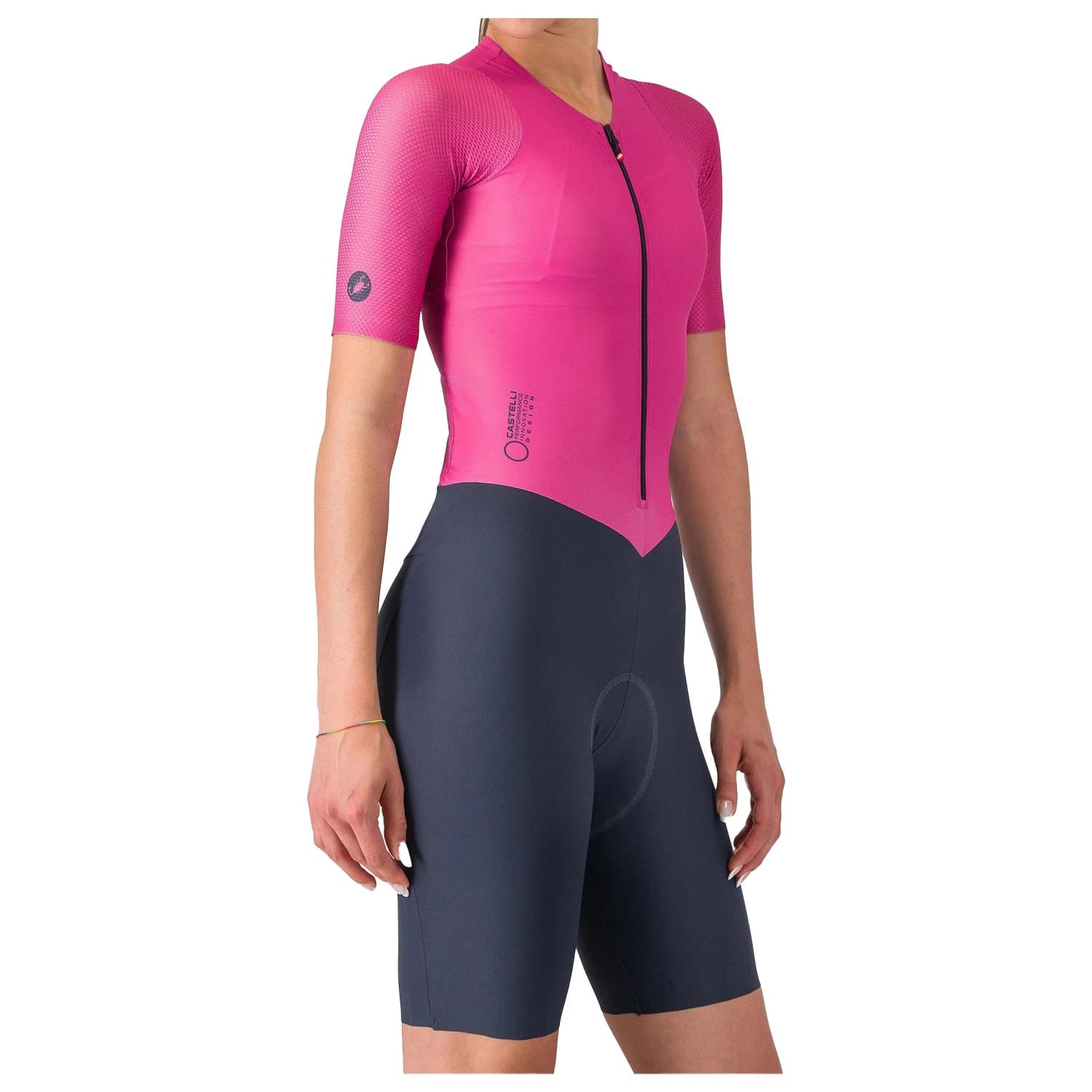 Дамски скин за колоездене Castelli Women's Movement Suit Cycling skinsuit - Violet Pink / Twilight Blue