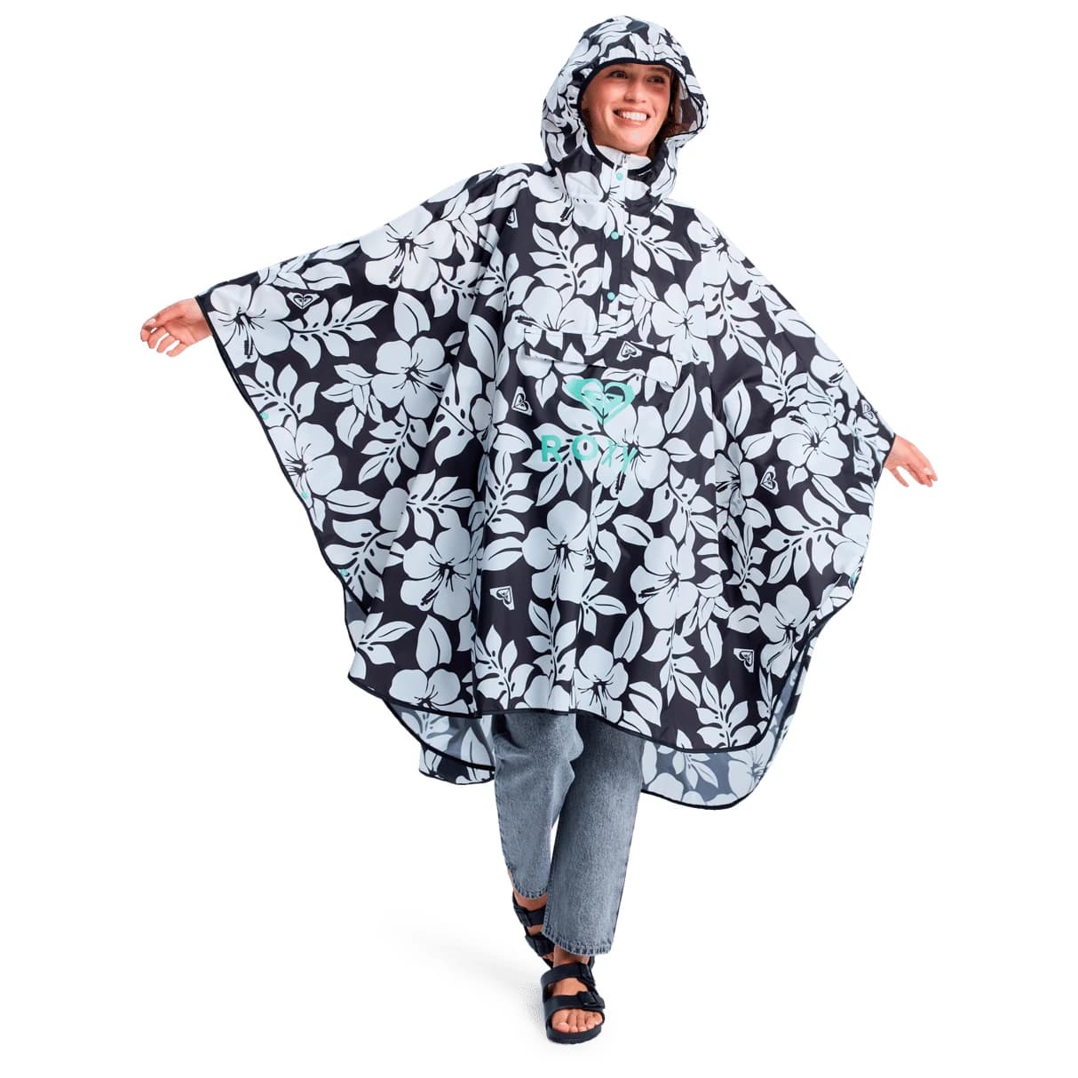Дамско пончо Roxy Women's Midnight Rain Poncho - Anthracite The Big Mo