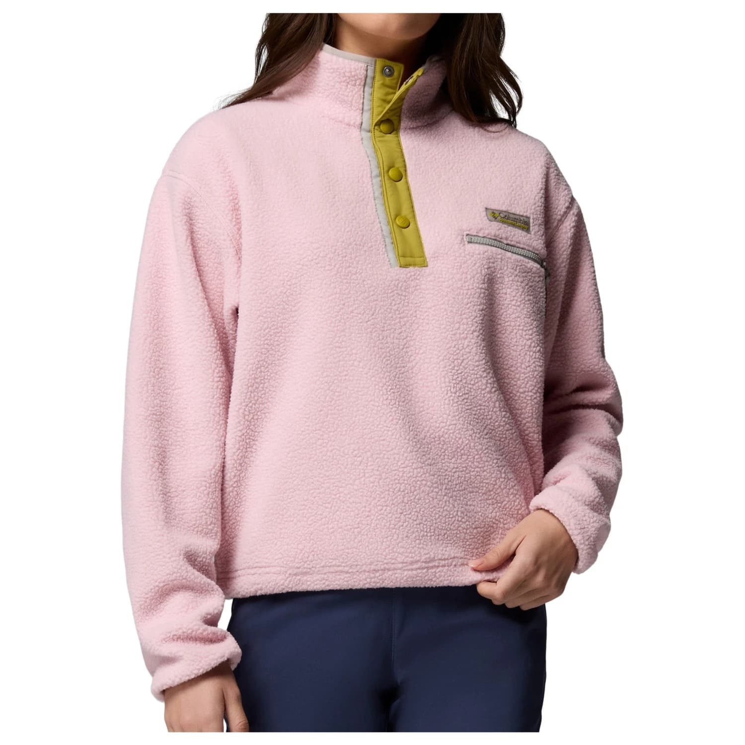 Дамски поларен пуловер Columbia Women's Helvetia II Cropped Half Snap Fleece Fleece jumper - Pink Agate / Peppercorn / Flint Grey