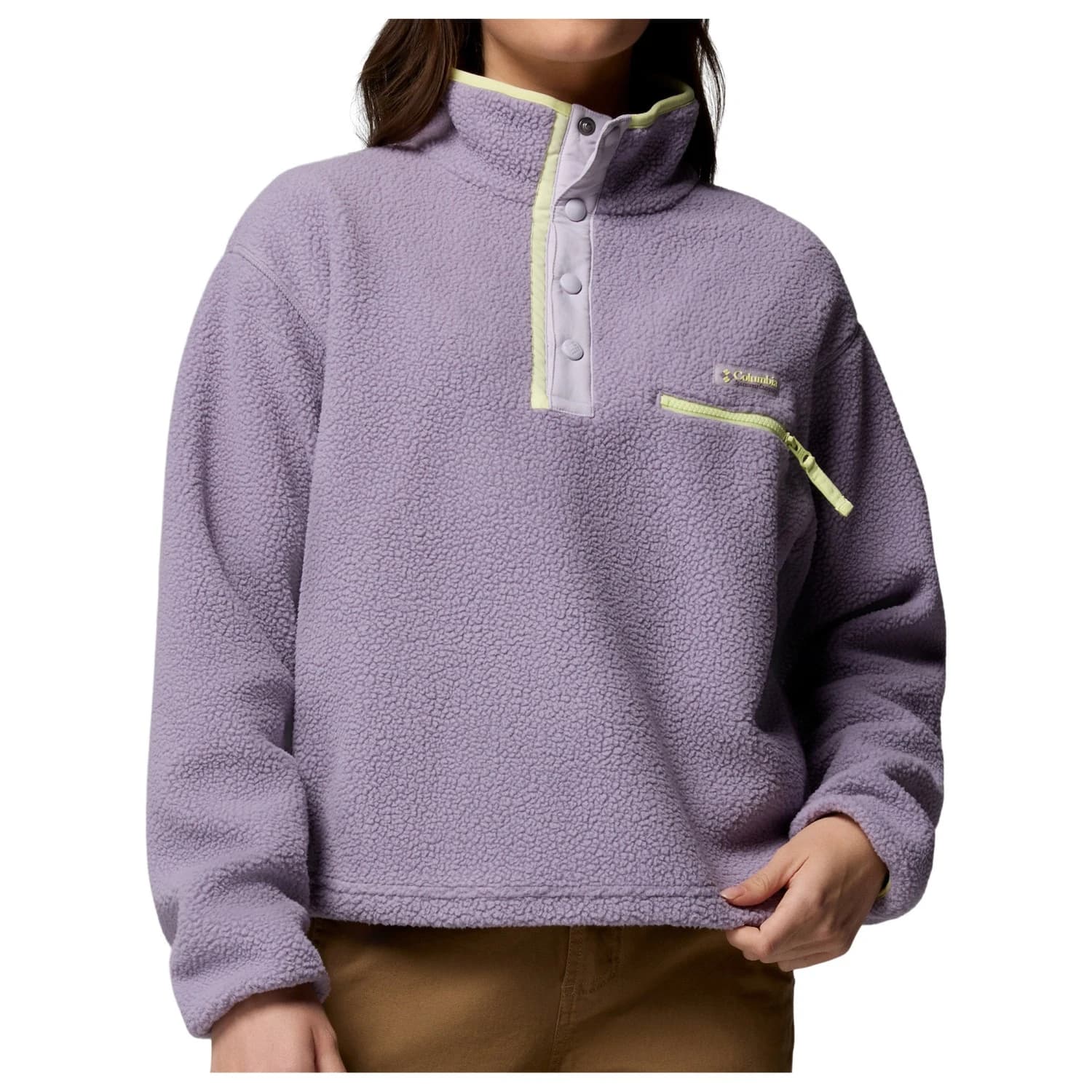 Дамски поларен пуловер Columbia Women's Helvetia II Cropped Half Snap Fleece Fleece jumper - Shale Purple / Lavender Pearl / Citron Haz