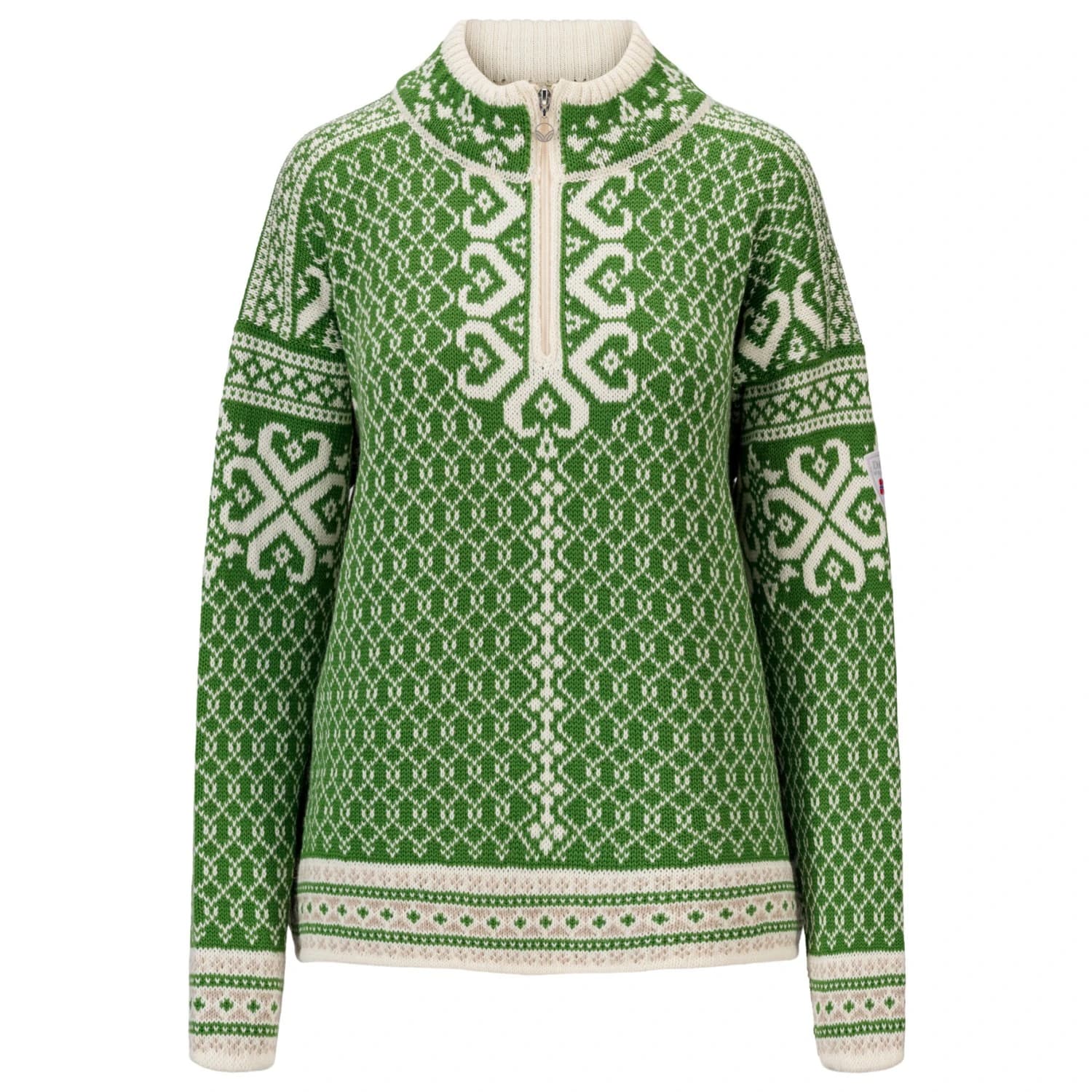Дамски вълнен пуловер Dale of norway Women's Leknes Sweater Wool jumper - Springgreen / Off White / Sandmelange