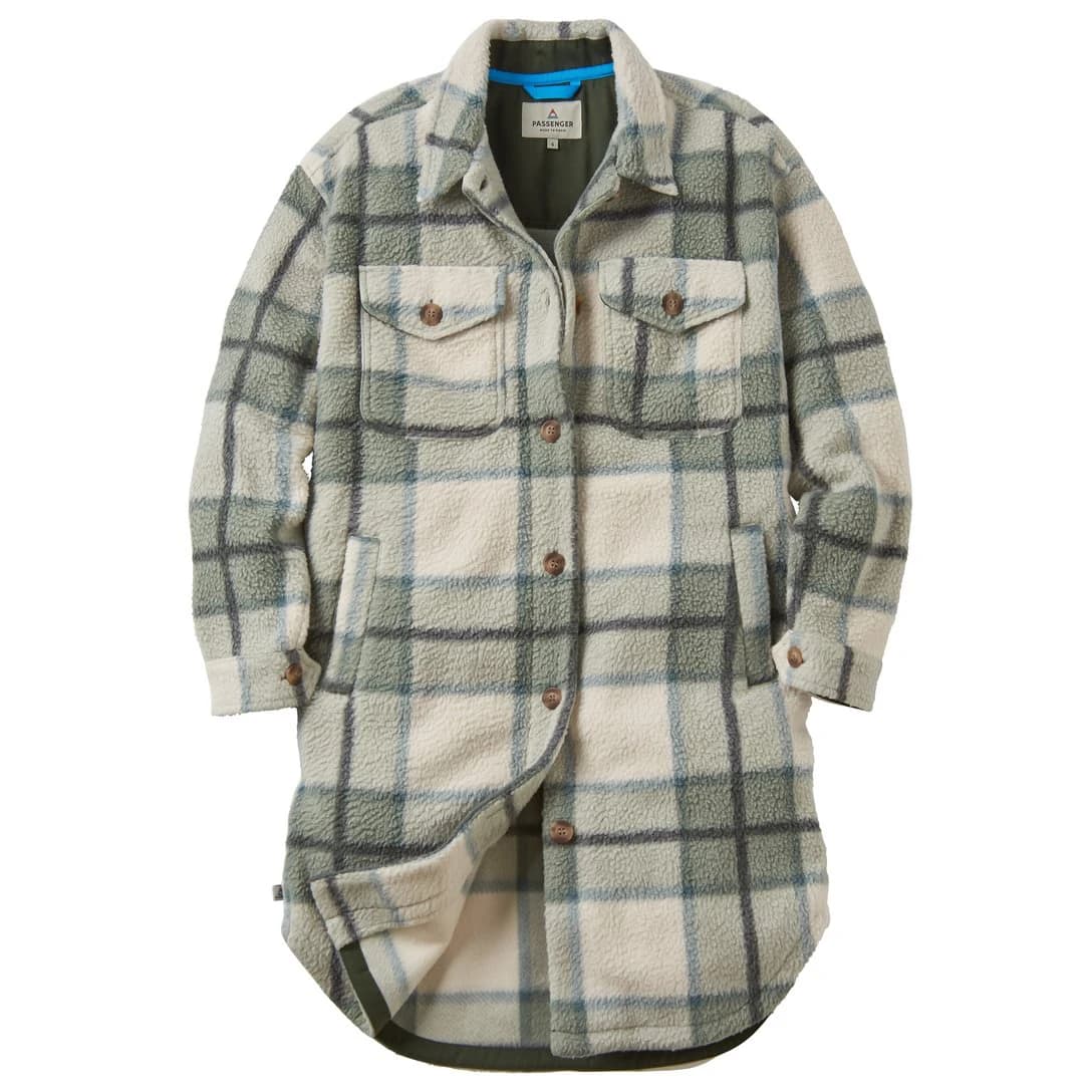 Дамско поларено яке Passenger Women's Cloudy Recycled Sherpa Fleece Shirt Fleece jacket - Pistachio Check