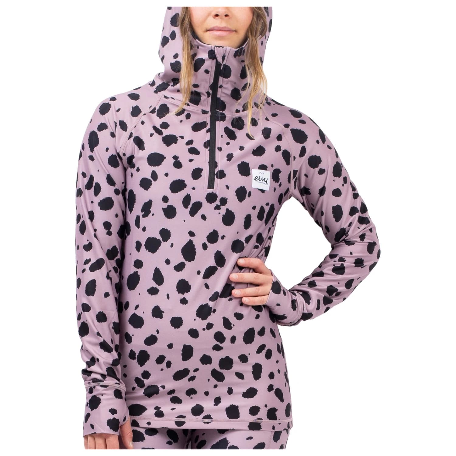 Дамска долна блуза с дълъг ръкав Eivy Women's Icecold Ziphood Top Longsleeve - Woodrose Cheetah