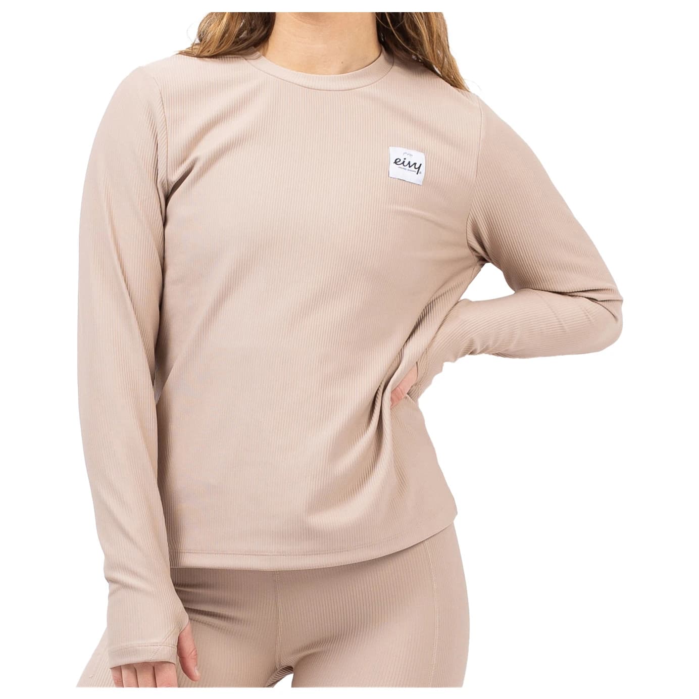 Дамска долна блуза с дълъг ръкав Eivy Women's Versa Loose Fit Rib Top Longsleeve - Sand
