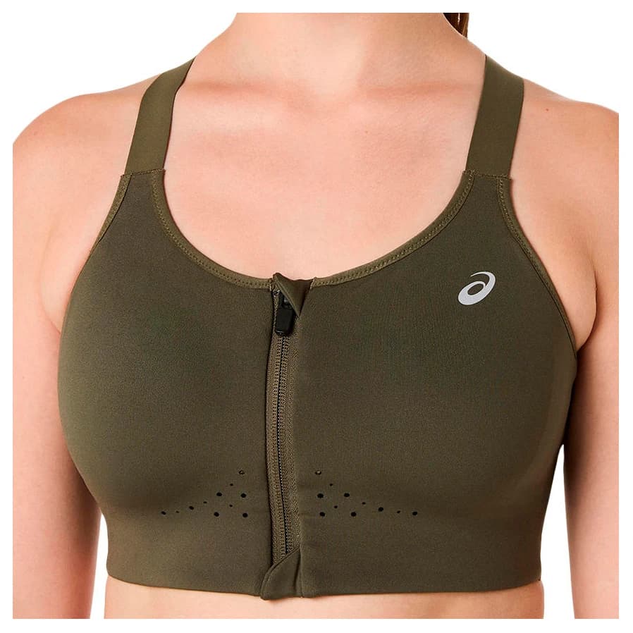 Дамски спортен сутиен Asics Women's Road Combination Zip Bra Sports bra - Dark Olive