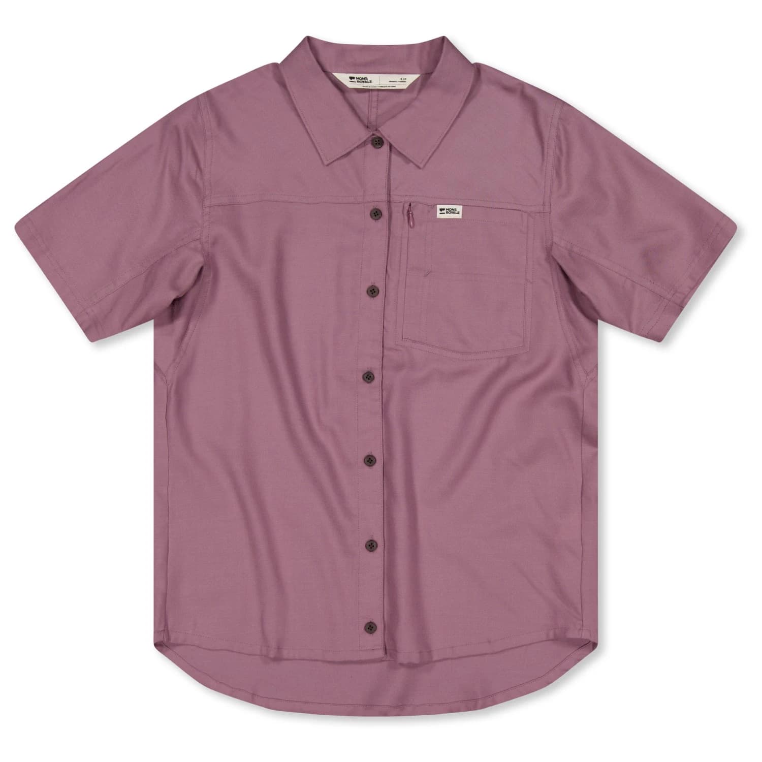 Дамска риза с копчета Mons royale Women's At Merino Short Sleeve Shirt - Sierra Pink