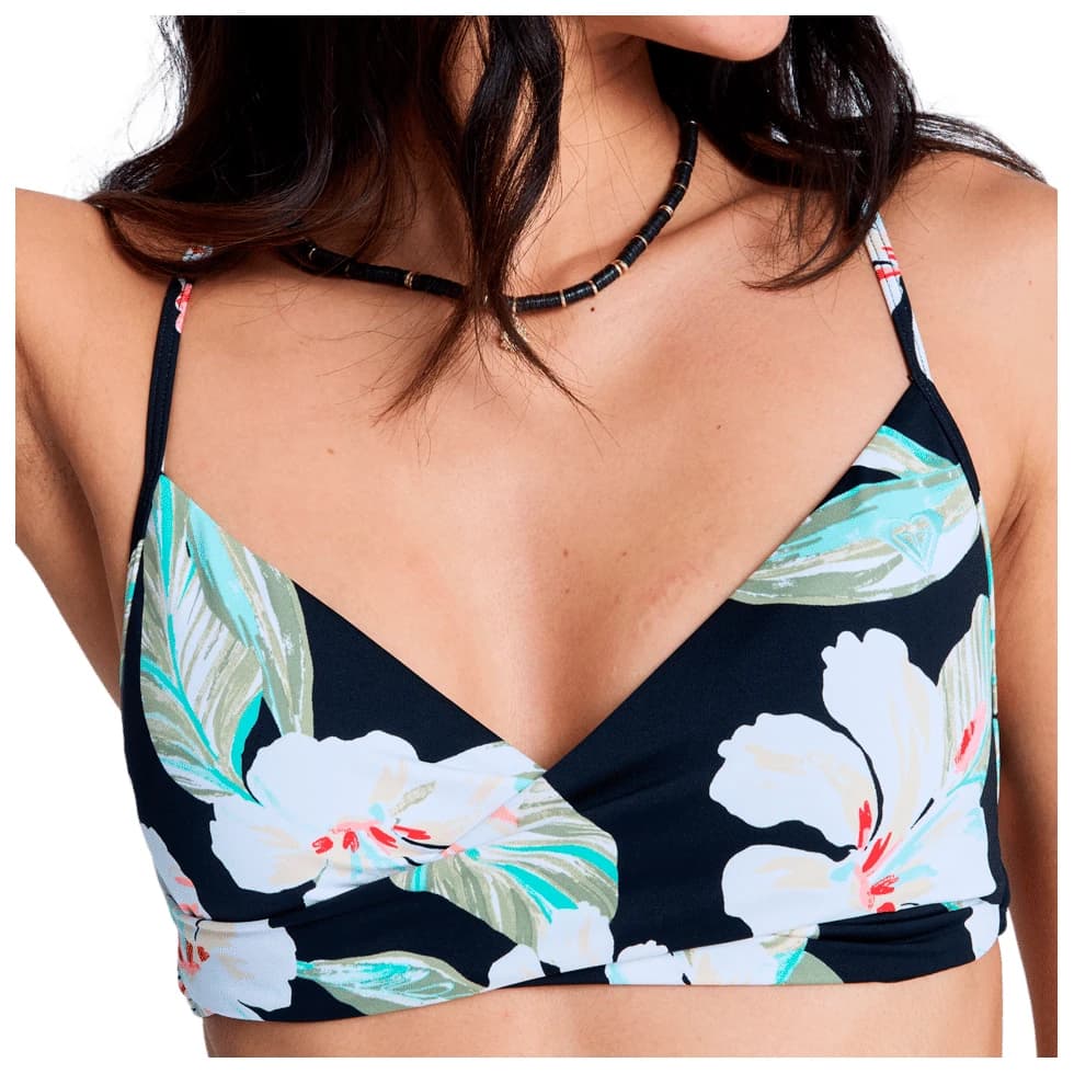 Дамско бикини горнище Roxy Women's PT Essentials Wrap Bra Bikini top - Anthracite Spring Charming