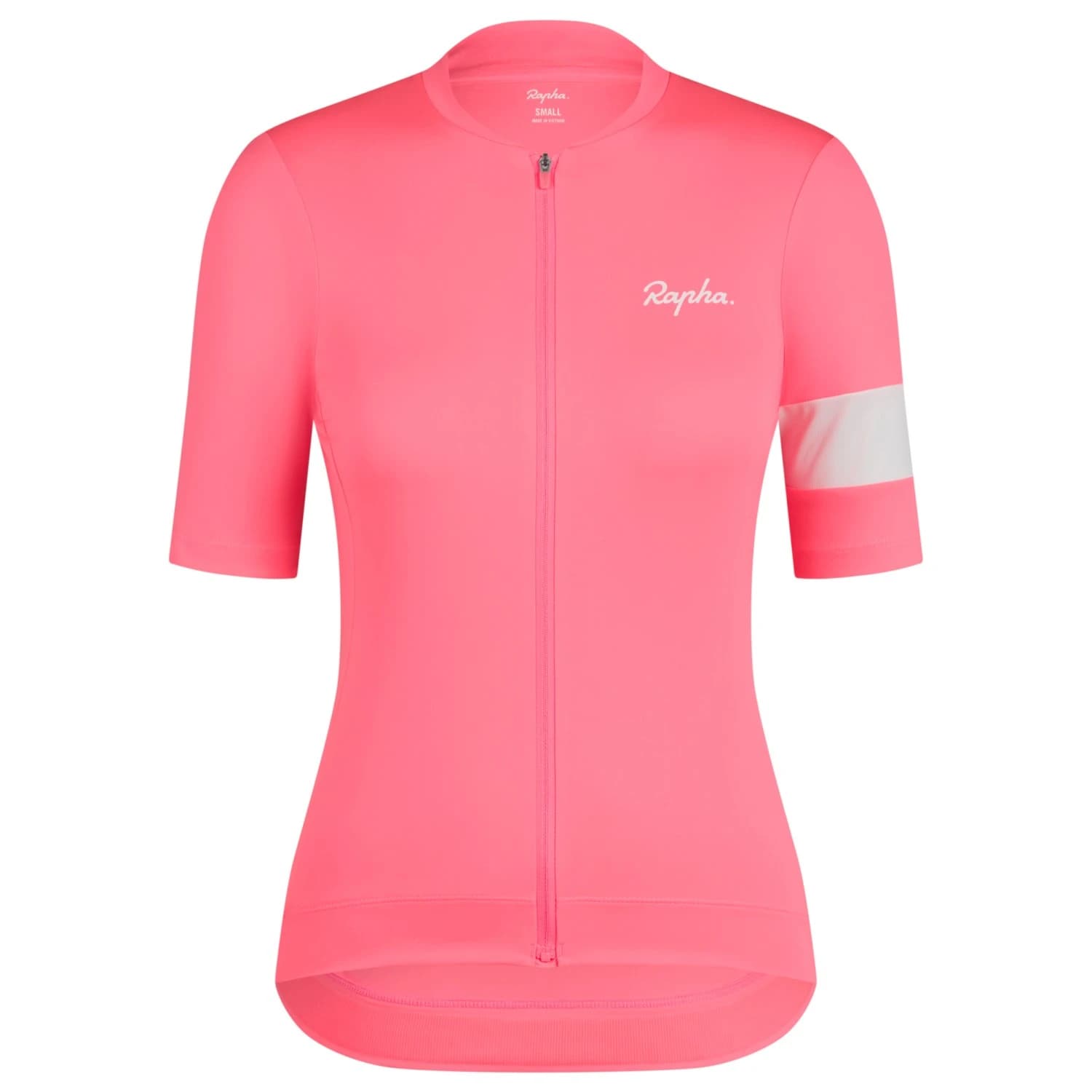 Дамска фланелка с къс ръкав за колоездене Rapha Women's Core Jersey Cycling jersey - High-Vis Pink / White