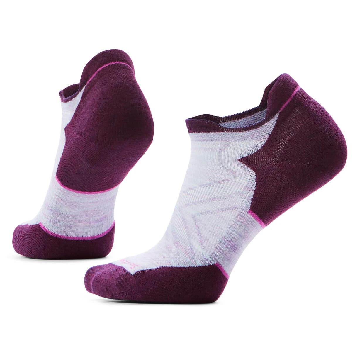 Дамски чорапи за бягане Smartwool Women's  Run Targeted Cushion Low Ankle Running socks - Purple / White