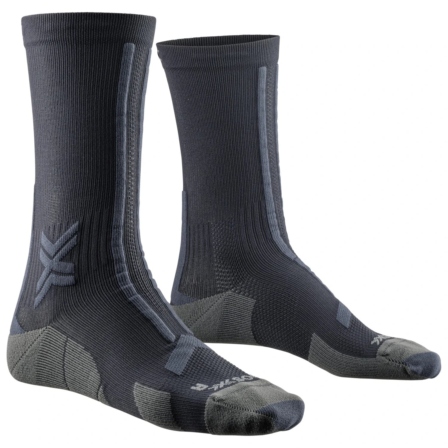 Чорапи за бягане X-Socks Trail Run Discover Crew Running socks - Black / Charcoal