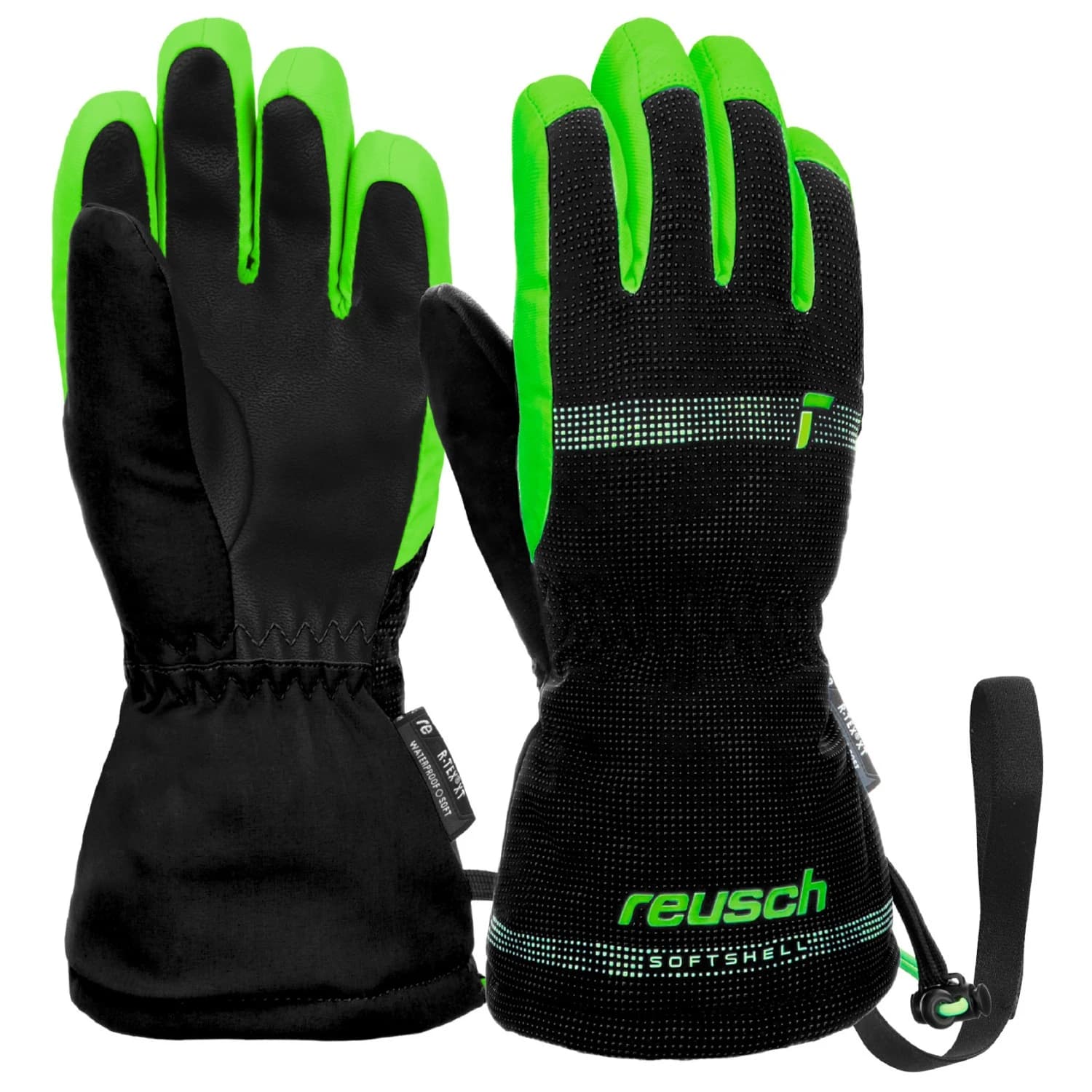 Детски ръкавици Reusch Kid's Maxi R-Tex XT Gloves - Black / Green Gecko