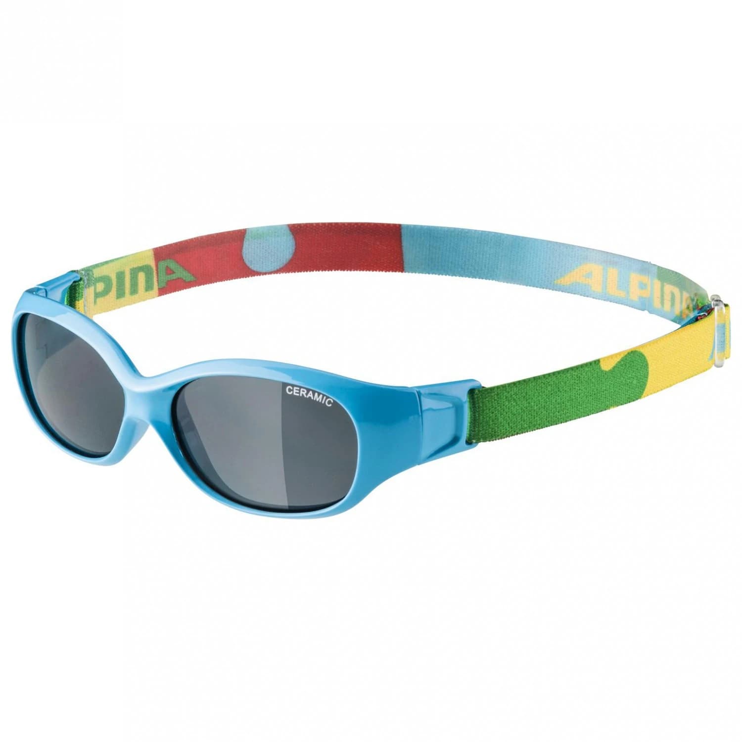 Детски слънчеви очила Alpina Sports Flexxy Kids Ceramic Black S3 Sunglasses - Cyan / Puzzle / Black