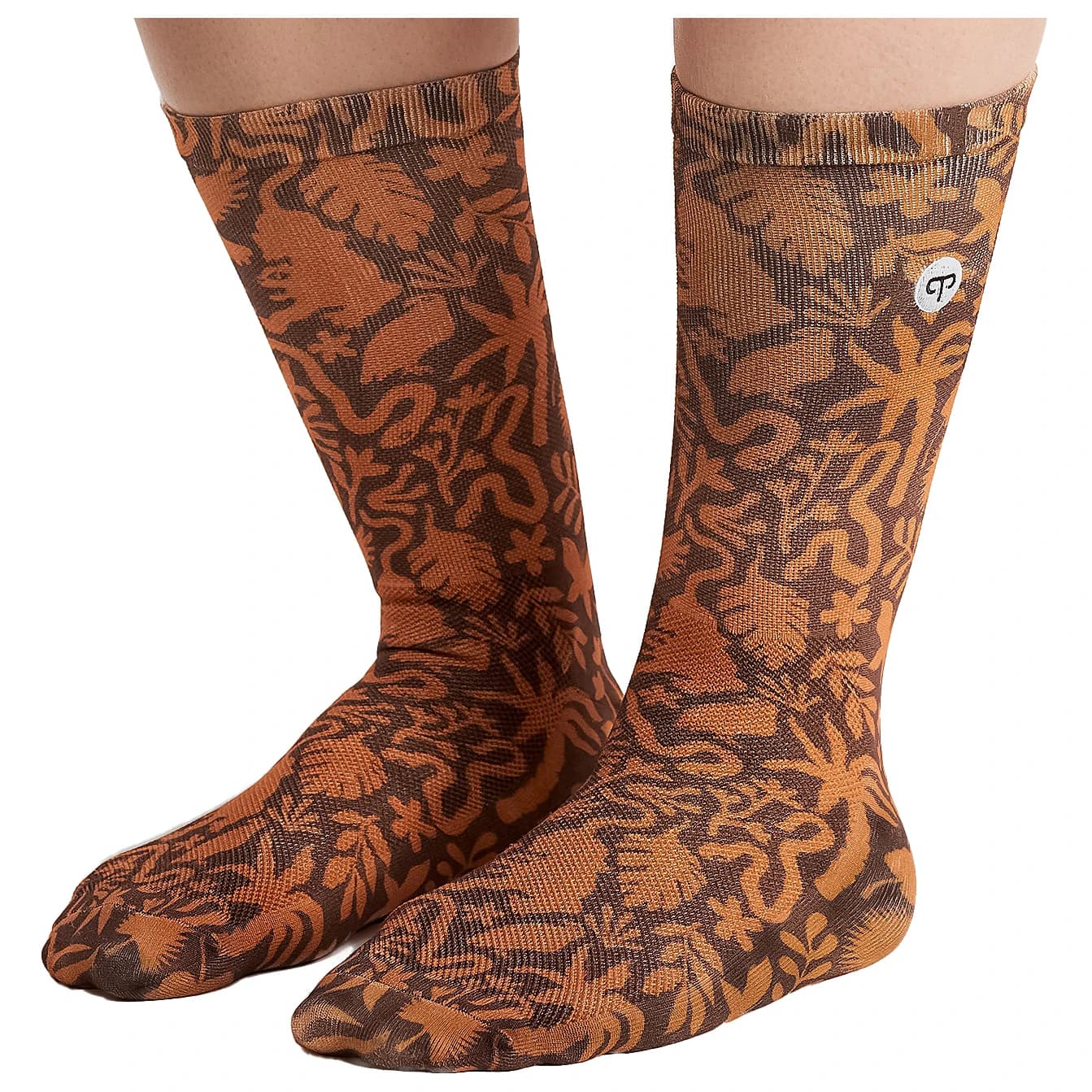 Дамски чорапи за колоездене PEPPERMINT Women's Signature Socks Print Cycling socks - Wild Espresso