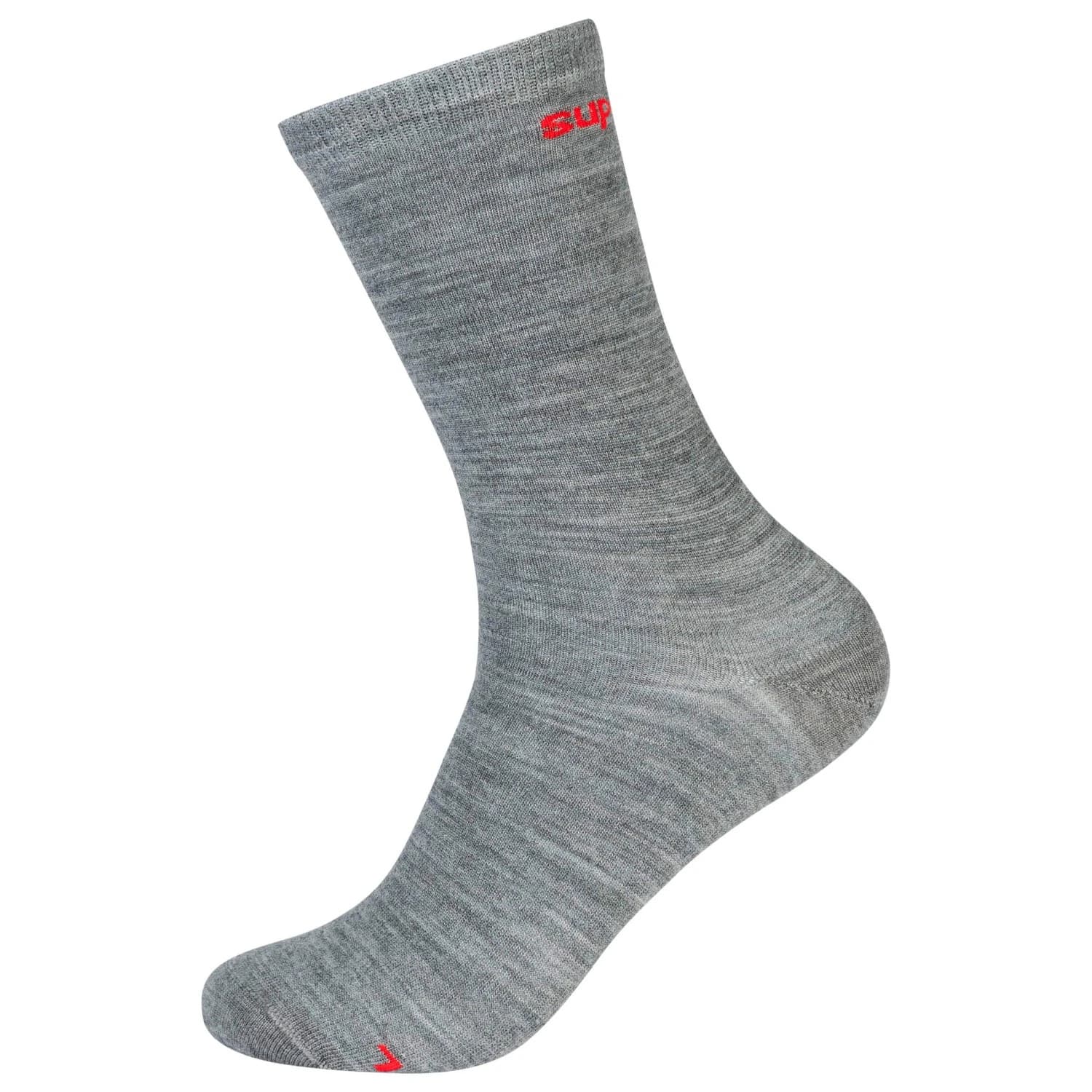 Мериносови чорапи super.natural All Day Socks 2-Pack Merino socks - Cashmere Grey Melange / High Risk Red