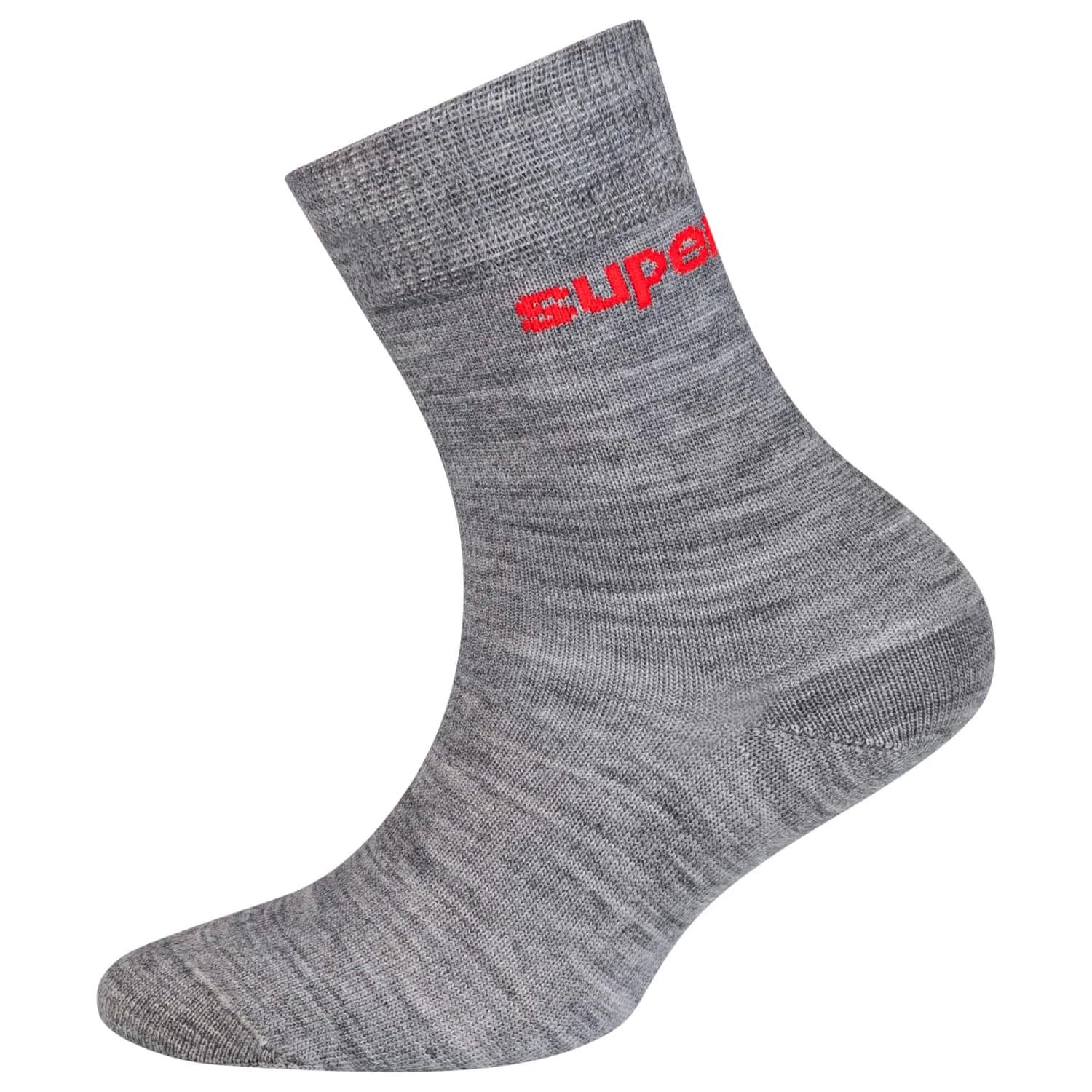 Детски мериносови чорапи super.natural Kid's All Day Socks 2-Pack Merino socks - Cashmere Grey Melange / High Risk Red