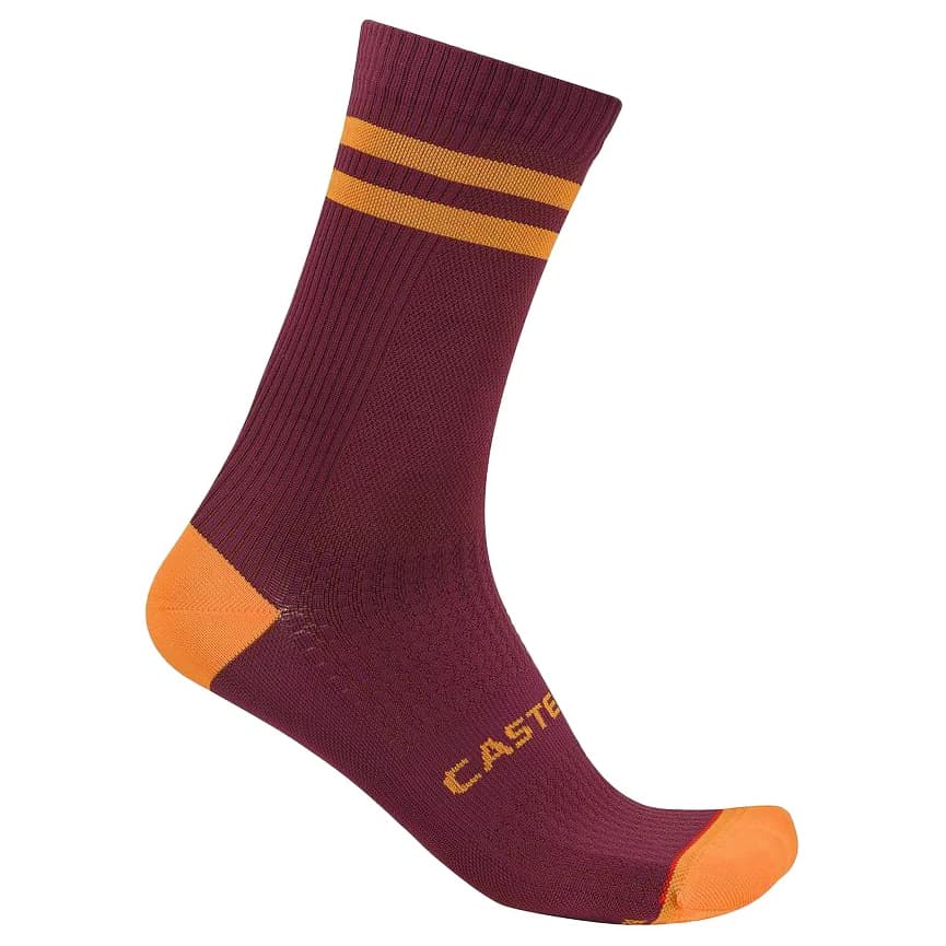 Чорапи за колоездене Castelli Originale 18 Sock Cycling socks - Deep Bordeaux / Vivid Orange
