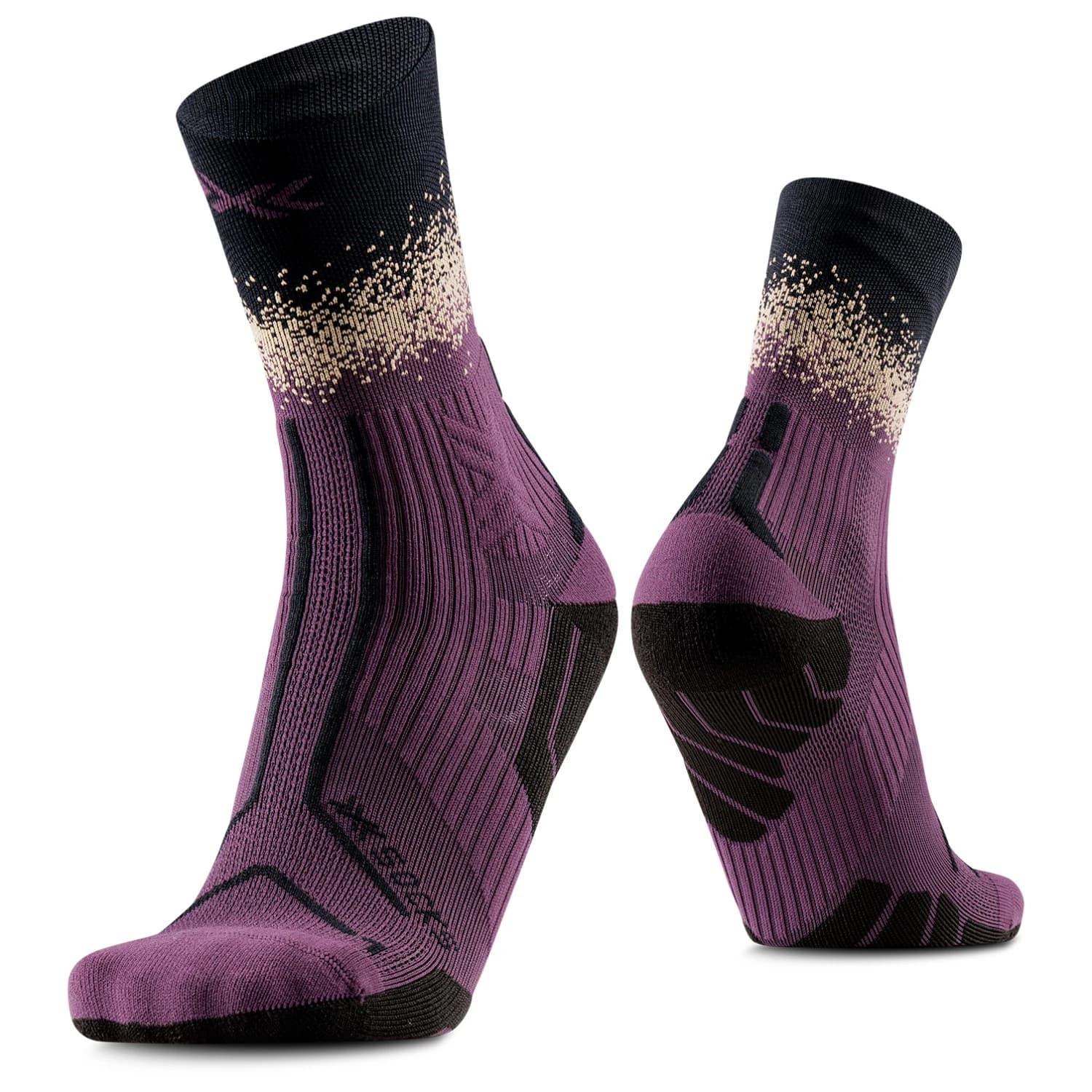 Чорапи за бягане X-Socks Trailrun Terraskin Perform Crew Running socks - Deep Purple / X Black / Sand