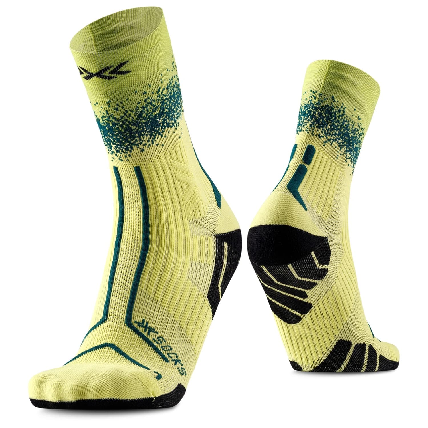 Чорапи за бягане X-Socks Trailrun Terraskin Perform Crew Running socks - Electric Energy / Dark Green