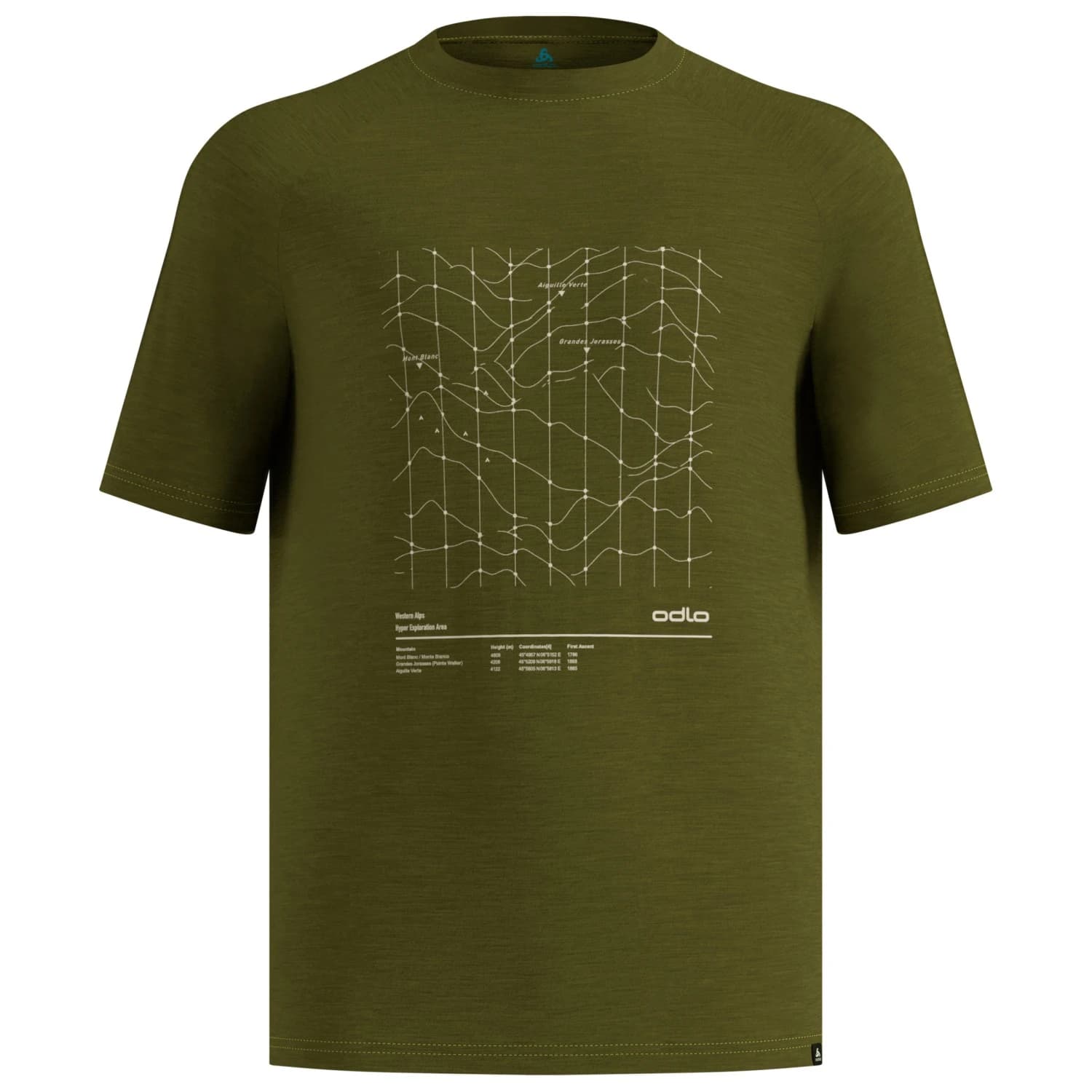 Мъжка мериносова блуза Odlo Merino Tencel Hyper Map T-Shirt Crew Neck S/S Merino shirt - Guacamole Melange