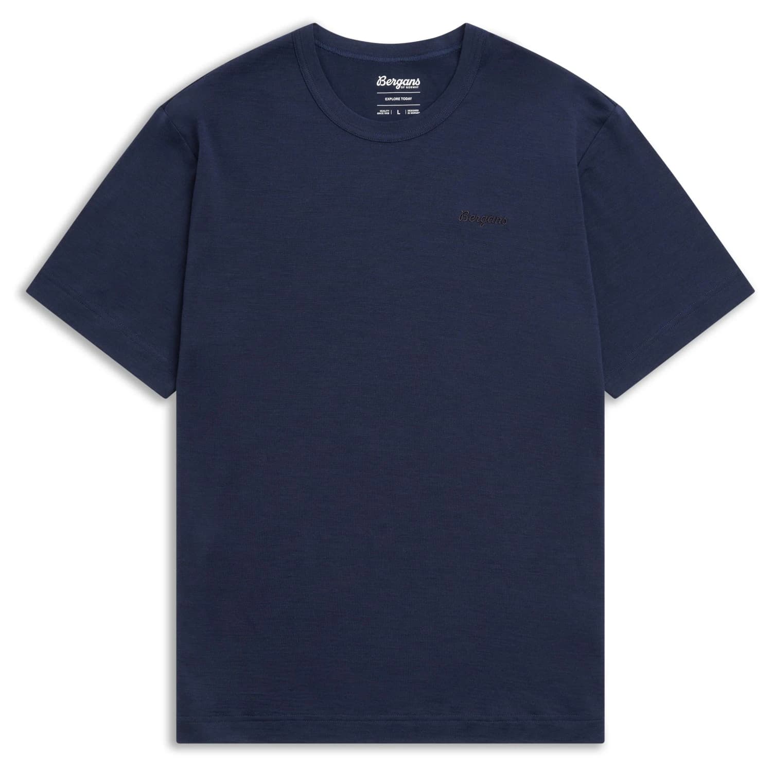 Мъжка мериносова блуза Bergans Logo Merino Tee Merino shirt - Navy Blue