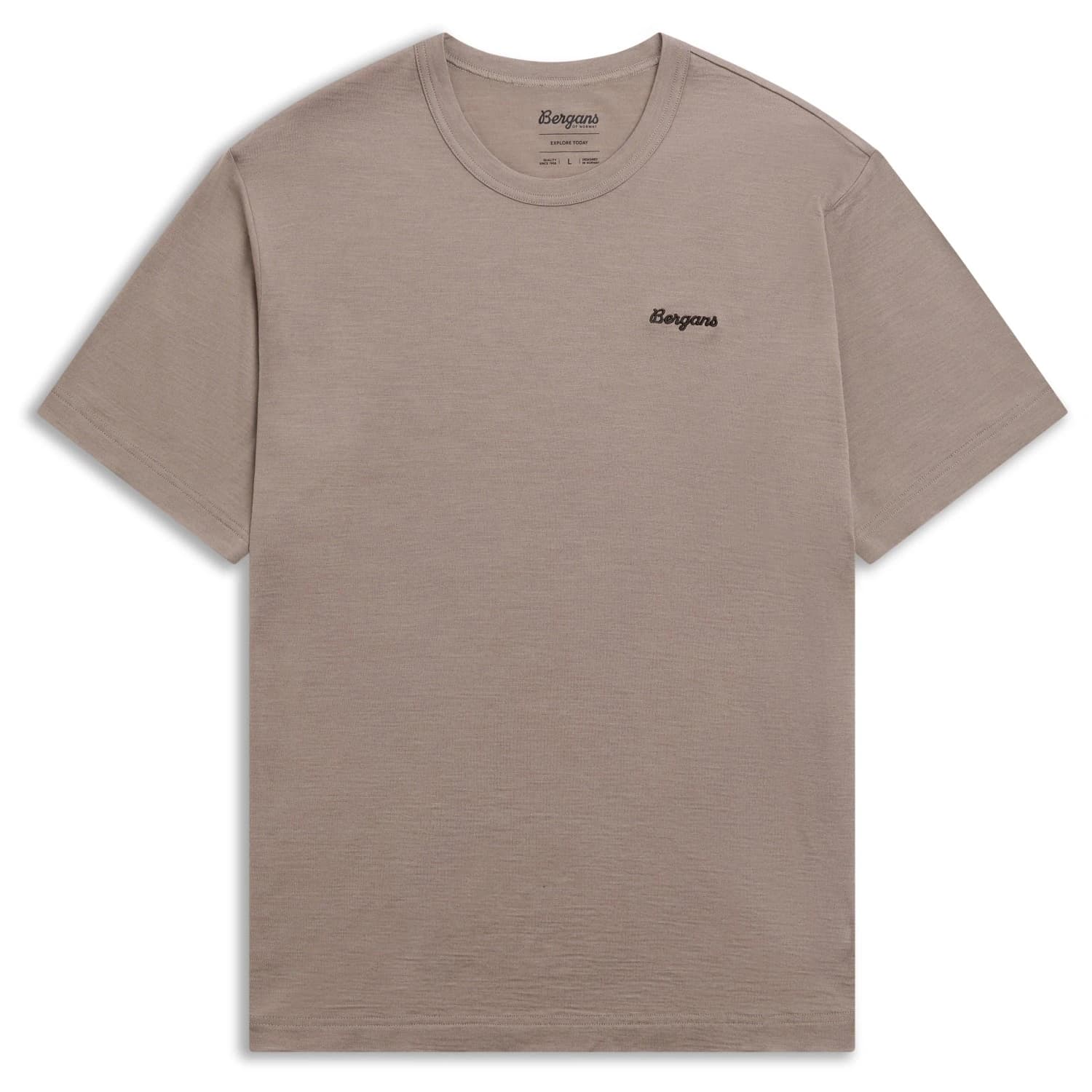Мъжка мериносова блуза Bergans Logo Merino Tee Merino shirt - Rock Taupe