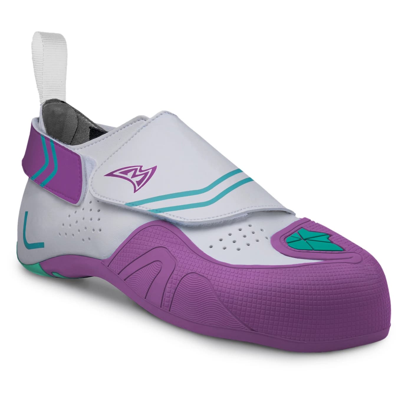 Детски обувки с велкро Mad Rock Kid's Mad Monkey Climbing shoes - White / Grape / Teal Blue