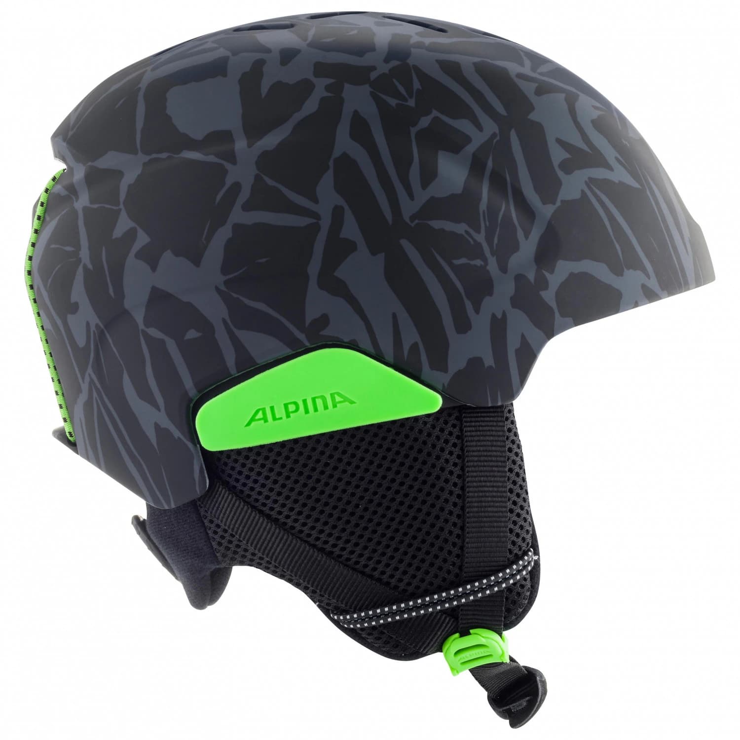 Детска ски каска Alpina Kid's Pizi Ski helmet - Black-Green Camo Matt