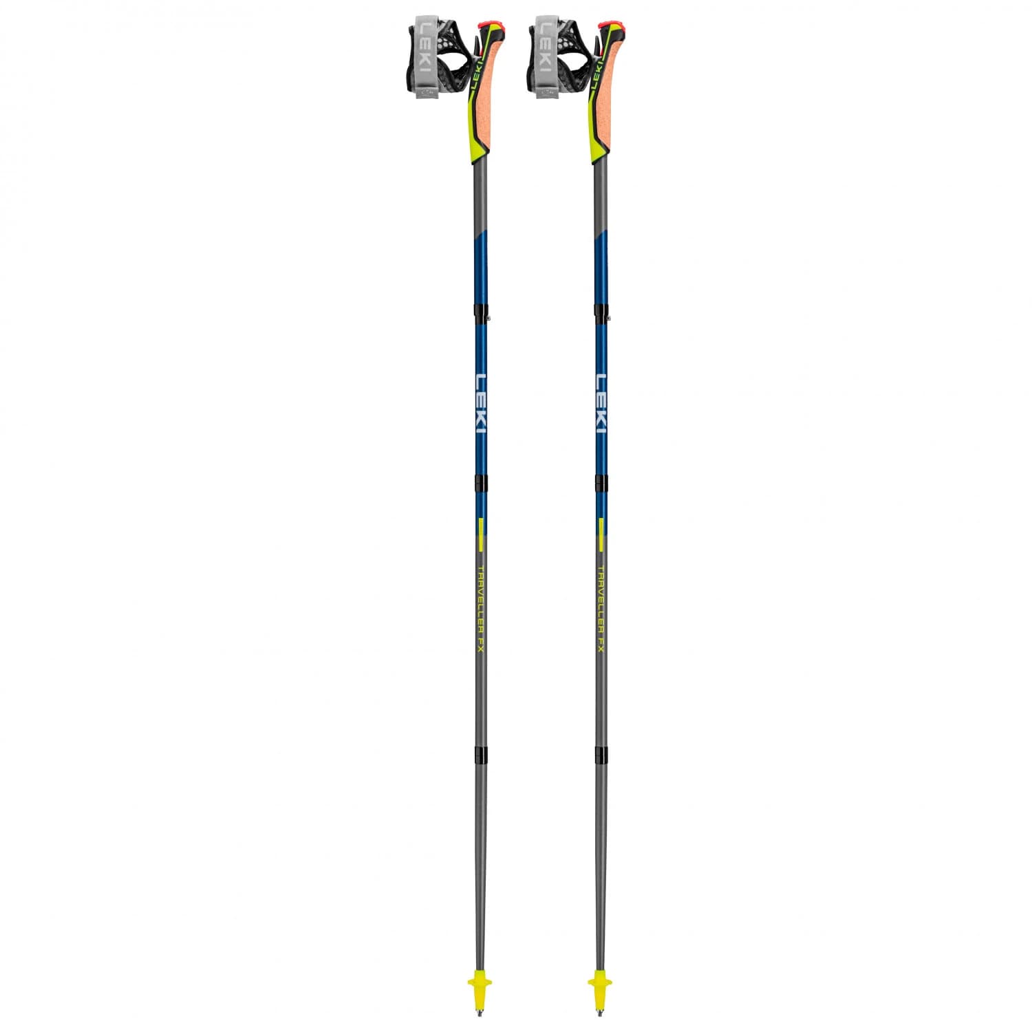 Щеки за нордик ходене Leki Traveller FX.One Carbon Nordic walking poles - Silvergray / Midnightblue Dark Metallic / Neon Yellow