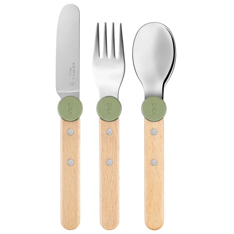 Детски комплект нож Opinel Kid's Opinel Le Petit Gourmet Cutlery set - Olive Green