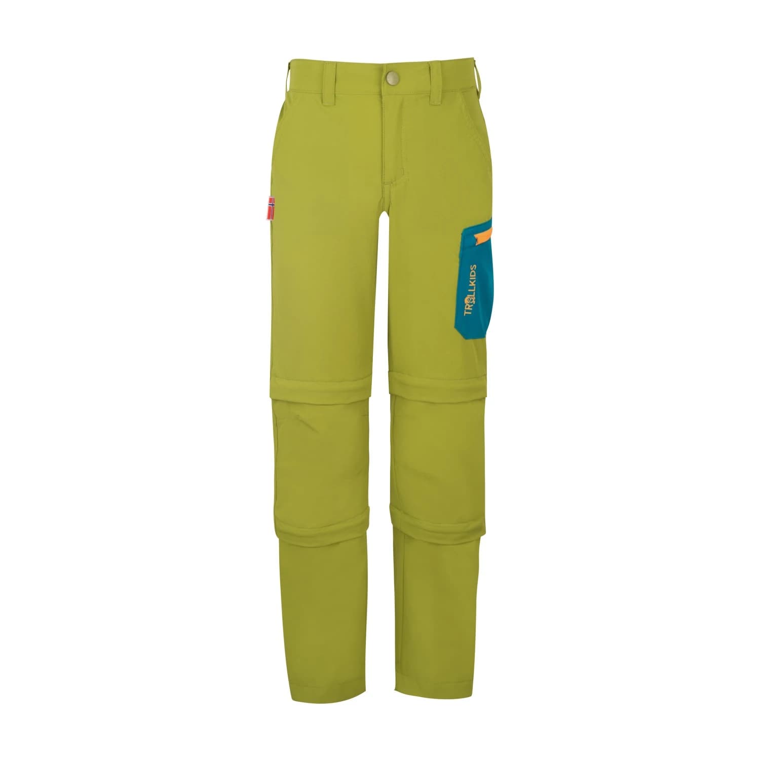 Детски панталон със свалящи крачоли Trollkids Kid's Preikestolen Double Zip-Off Pants Zip-off trousers - Pear Green / Lagoon Green / Sahara Sunset