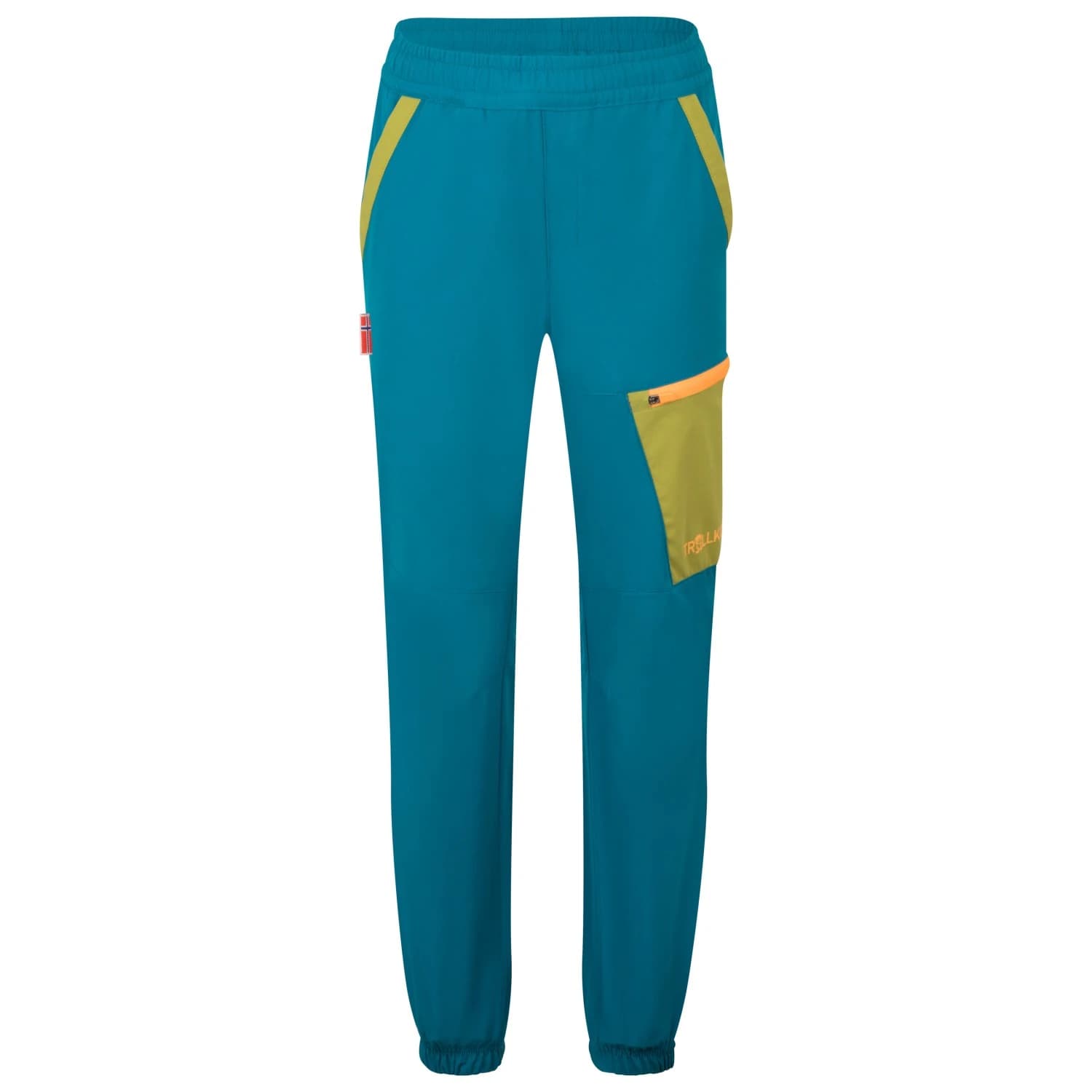 Детски туристически панталон Trollkids Kid's Steinkjer Pants Walking trousers - Lagoon Green / Pear Green / Sahara Sunset