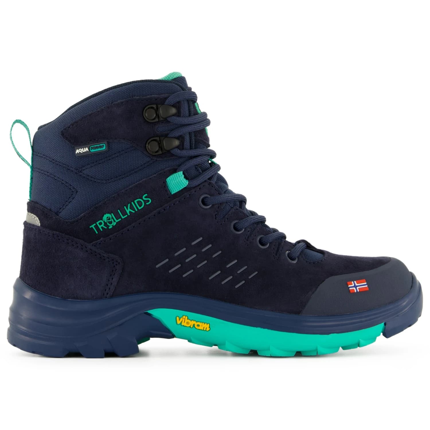 Детски туристически обувки Trollkids Kid's Trollsteinen Hiker Mid XT Walking boots - Navy / Mint